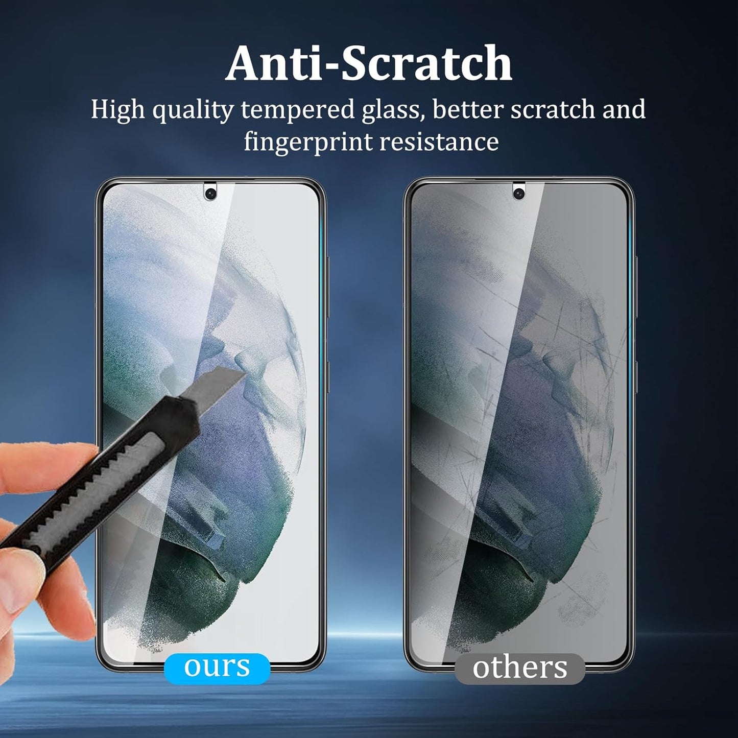 [4 Pack] 2 Pack Privacy Screen Protector for Samsung Galaxy S21 5G with 2 Pack Camera Lens Protector, 9H Hardness Anti Spy Tempered Glass Screen Protector