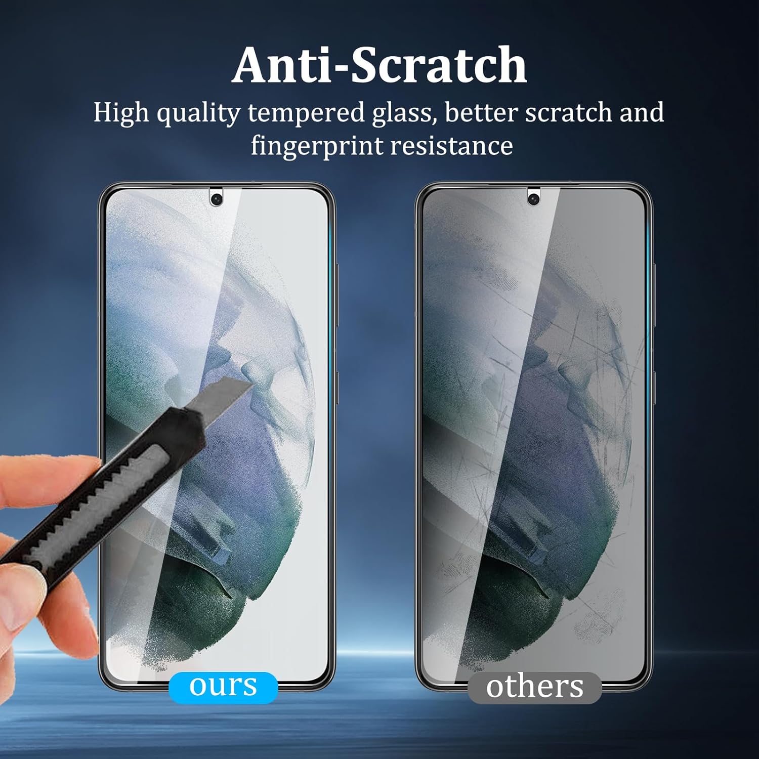 [4 Pack] 2 Pack Privacy Screen Protector for Samsung Galaxy S21 5G with 2 Pack Camera Lens Protector, 9H Hardness Anti Spy Tempered Glass Screen Protector