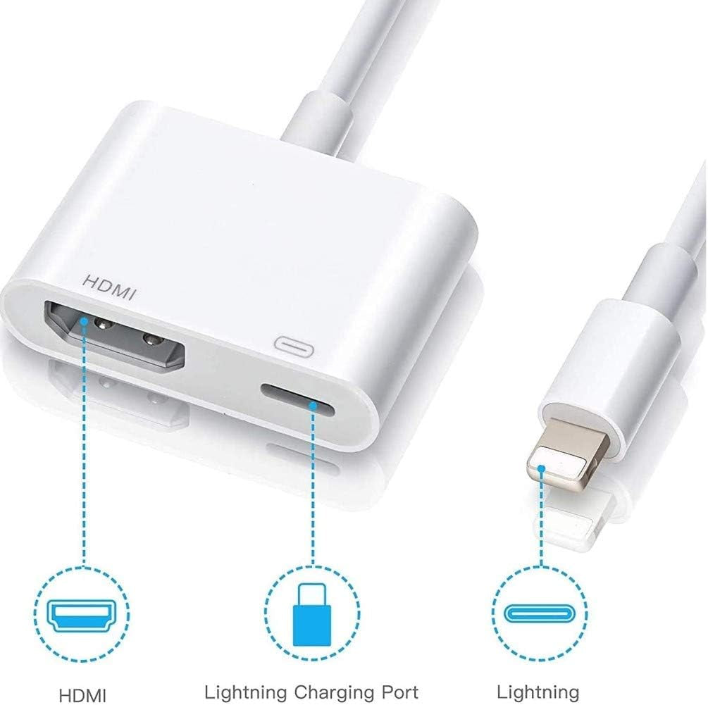 Lightning to HDMI Adapter for Iphone to TV, [Apple Mfi Certified] 1080P Digital AV Adapter 4K Sync Screen Connector Cable Compatible for Iphone 14 13 12 11 XS XR X 8 Ipad to HDTV Projector Monitor