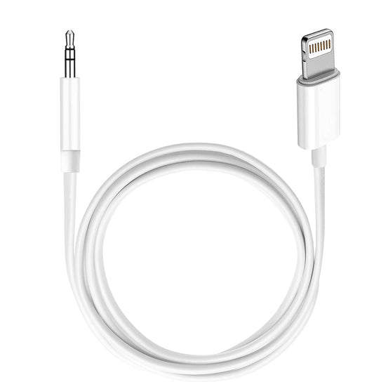 (Apple Mfi Certified) Iphone AUX Cord, Lightning to 1/8 Inch Audio Cable, 3.3Ft Headphone Jack Adapter Male Aux Stereo Cable Compatible for Iphone 14/13/12/11/XR/X/8/7 (White)