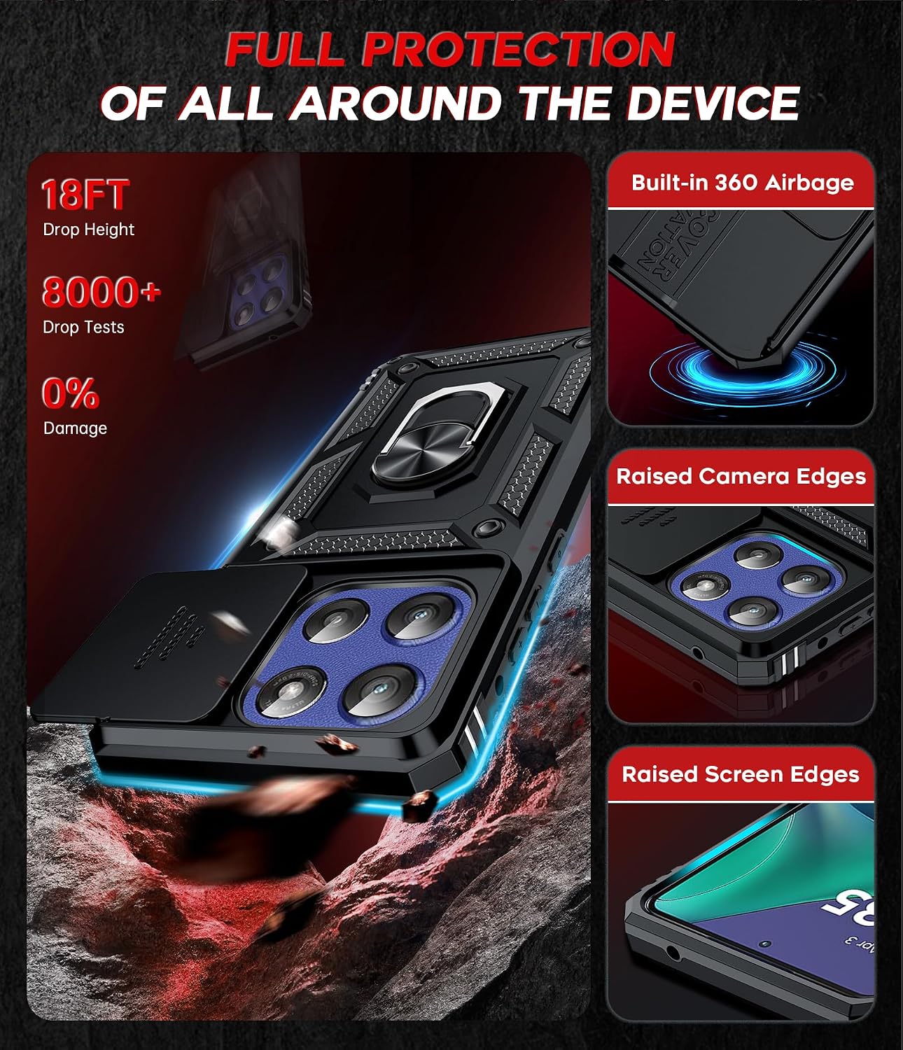 LeYi for Motorola Moto G Stylus 2025-Case: 【𝐍𝐨𝐭 𝐅𝐢𝐭 𝐌𝐨𝐭𝐨 𝐆 𝟐𝟎𝟐𝟓】Moto G Stylus 2026 Case 5G, Slide Camera Cover Screen Protector, Tough Armor Android Unlocked Phone Magnetic Stand, Black