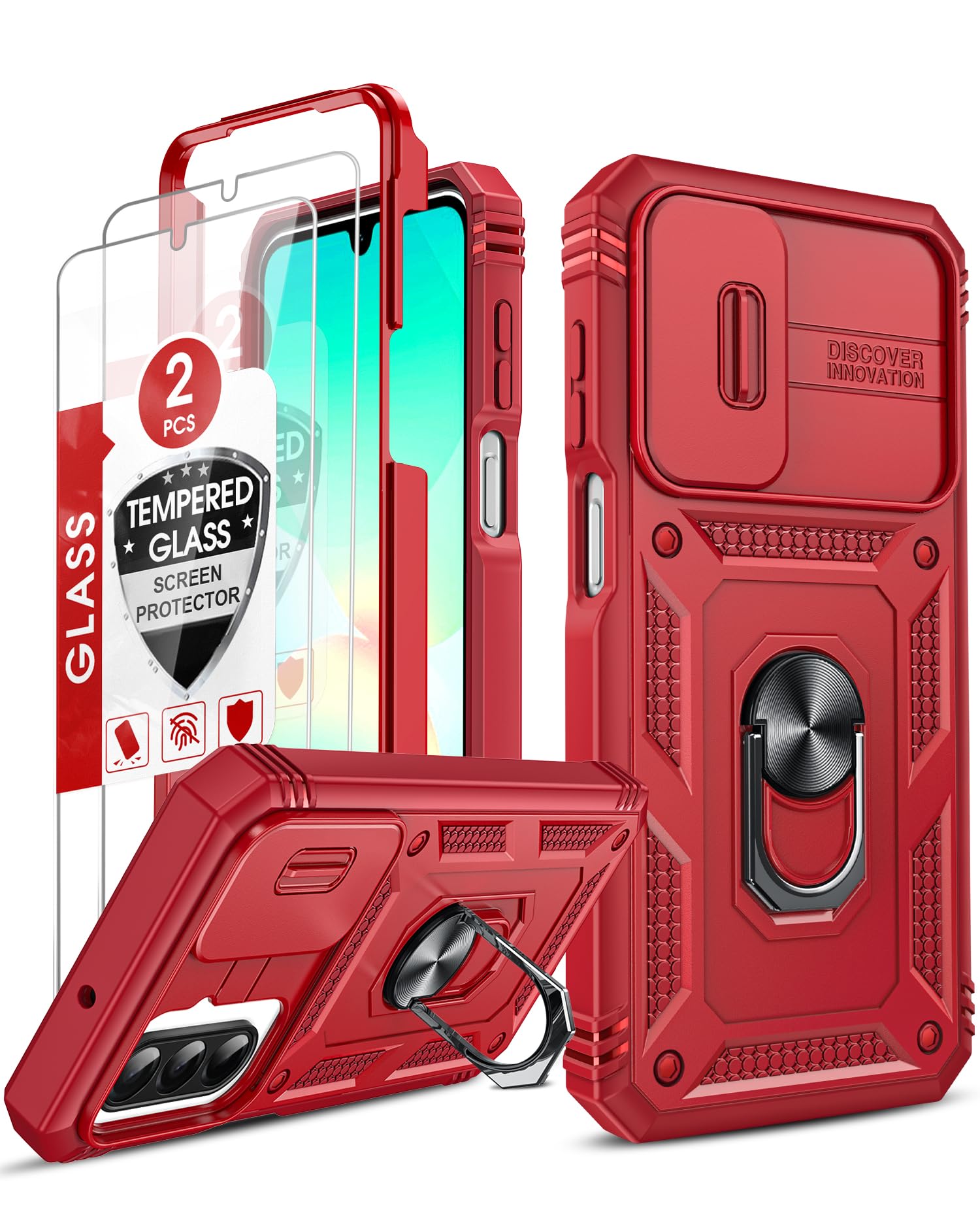 LeYi Compatible for Samsung Galaxy S24-FE Case: [𝗡𝗼𝘁 𝗳𝗶𝘁 𝗦𝟮𝟰 𝟱𝗚] Samsung S24 FE Case with S24FE Screen Protector X2 & Magnetic Stand, Military-Grade Cell Galaxy S 24 FE Phone, Black