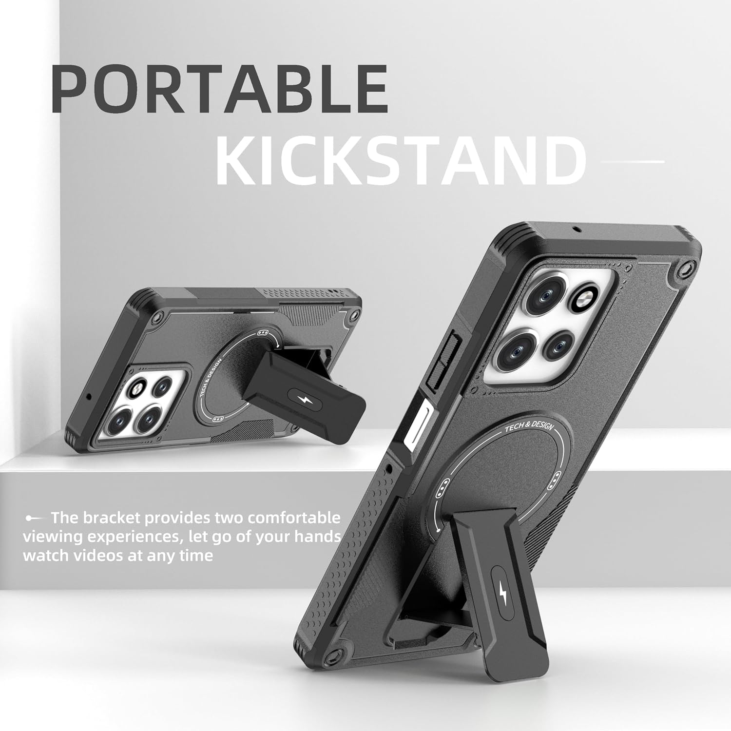 for Moto G Power 5G 2026/2025 Case[Compatible with MagSafe][with 2 Pack Glass Screen Protector][Built in Invisible Stand] Military-Grade Shockproof Protective Phone Cover(Black)