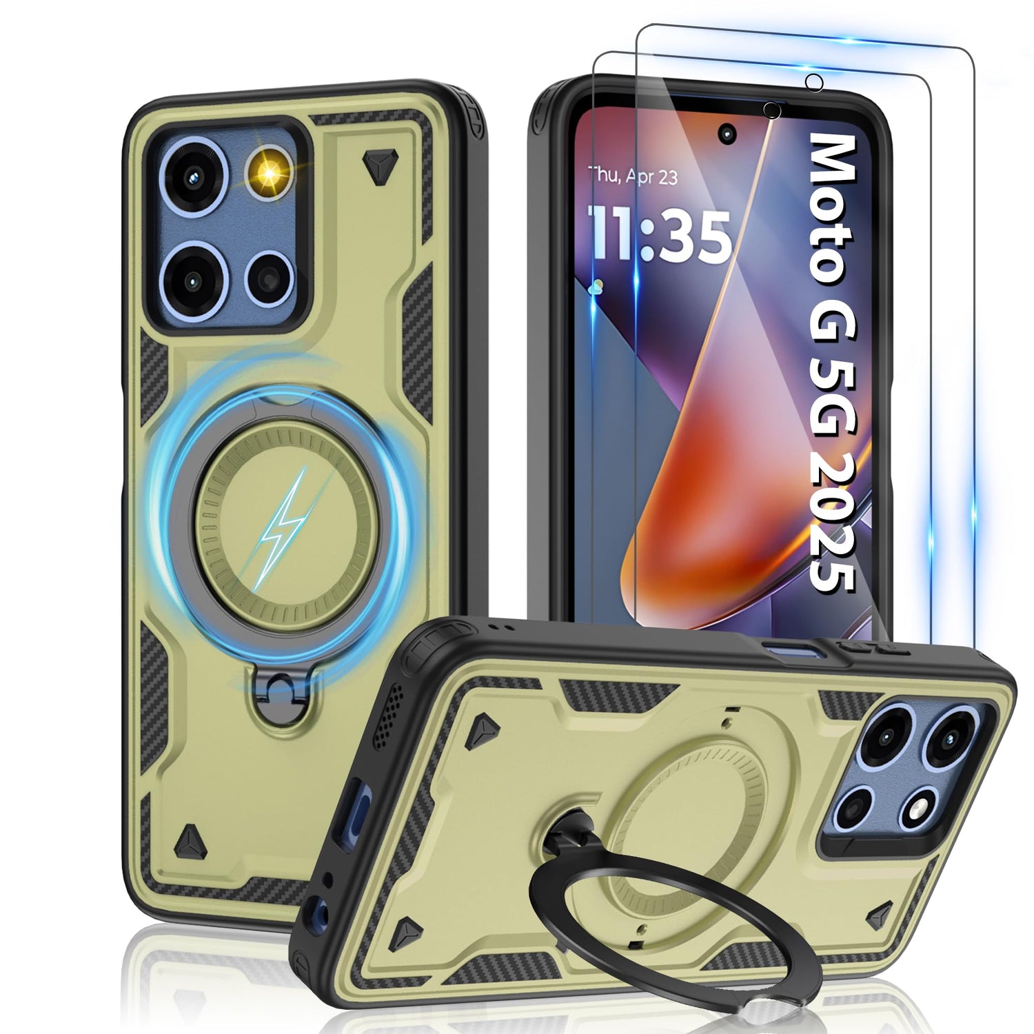 Gritup for Moto G Power 5G 2026/2025 Magnetic Case Compatible with MagSafe & HD Screen Protector×2 Metal Rotated Kickstand Military Grade Shockproof Protective Moto G Power 5G 2026/2025 Black