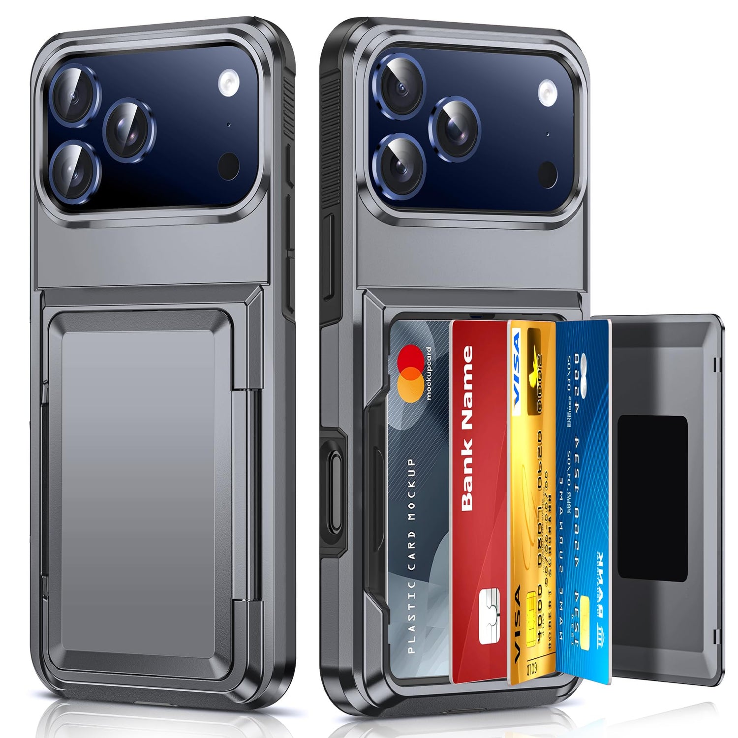 LeYi for iPhone-17 Wallet Case Clear: i Phone iphone17 Cases with Card Holder Protective iohone 17case Cover Women Funda para Heavy Duty Military Grade Hard Men ipone i17, Transparent