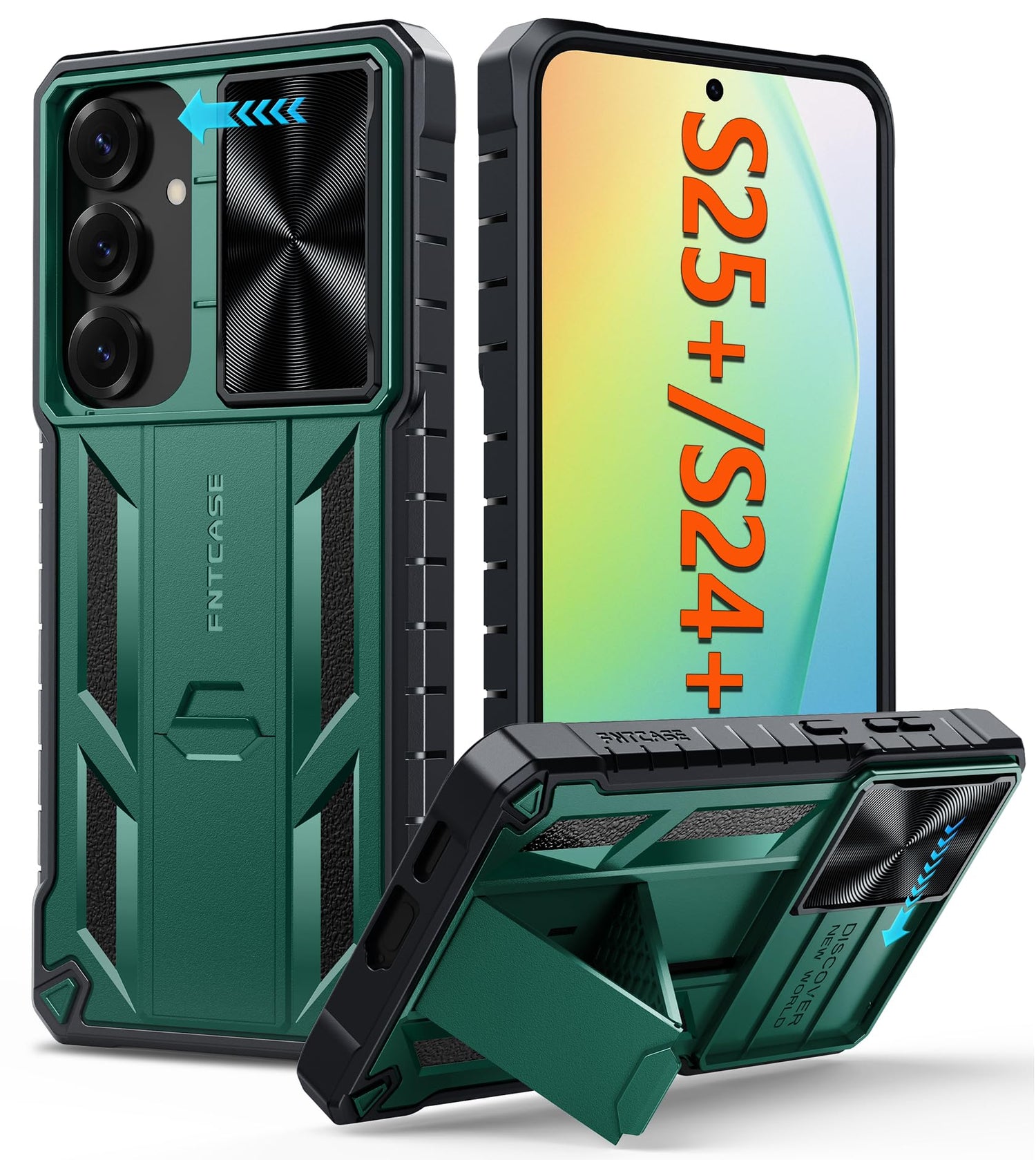 FNTCASE for Galaxy A17/A16-5G Case: Samsung A17 5G Military-Grade Dropproof Phone Cover with Kickstand & Slide Camera Cover | Protective Heavy Duty Rugged Phone Case Bumper Textured Protector (Blue)