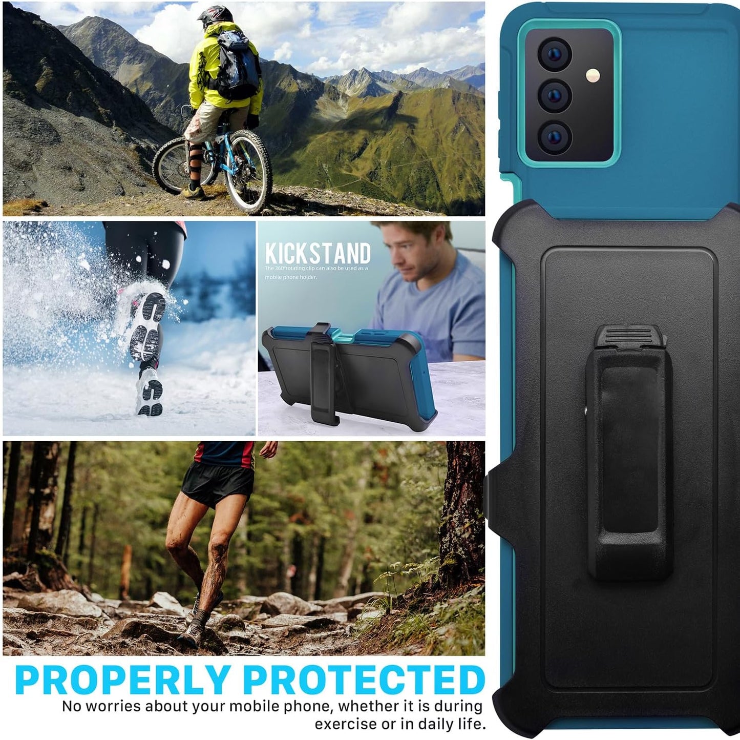 Belt Clip Case for Samsung Galaxy A25 (6.5"), 3 in 1 Full Body Shockproof Heavy Duty Military Grade Tough Durable Protection Case for Samsung Galaxy A25 5G 2024 Release