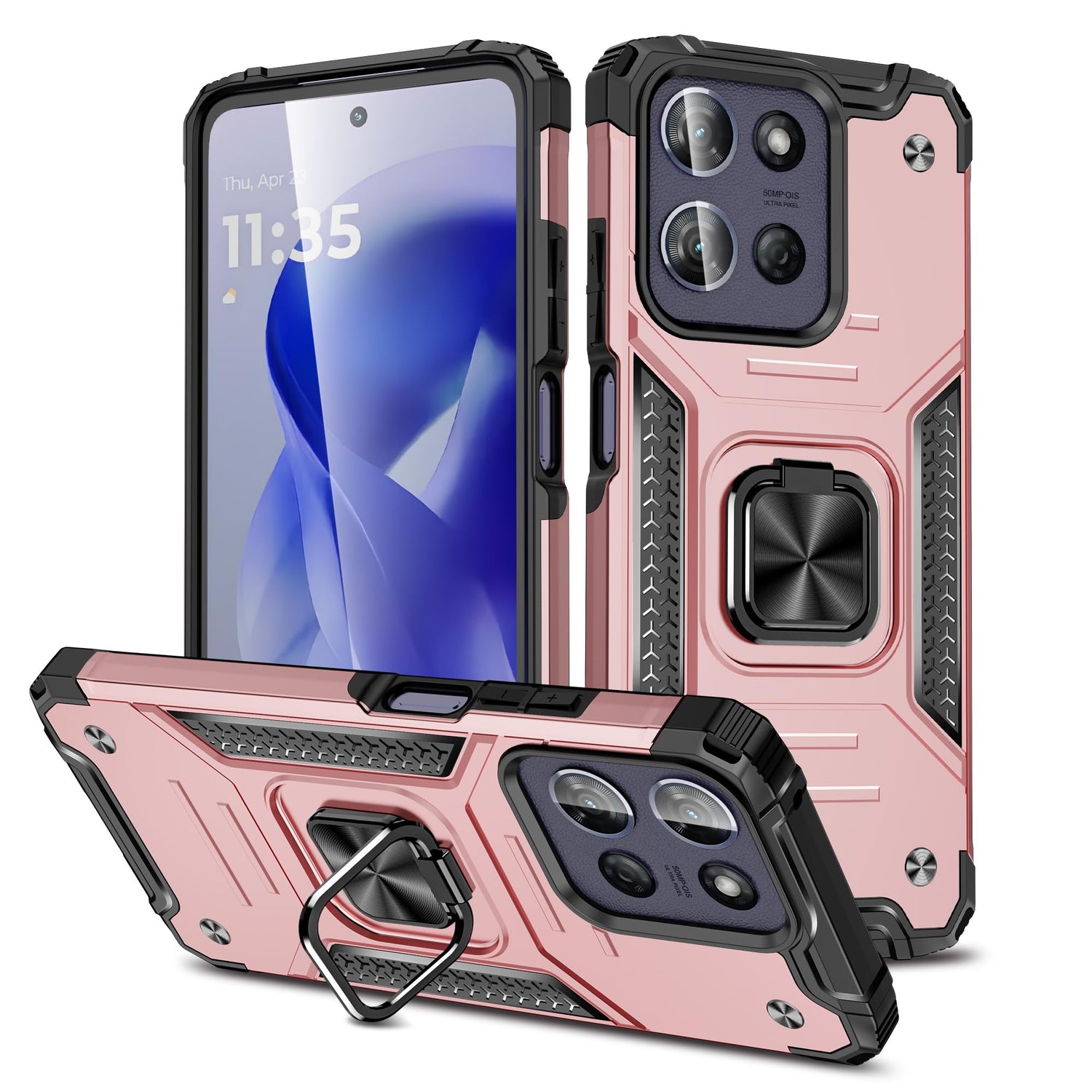 for Moto G 2025/Moto G 2026 Case with Screen Protector,Shock Absorption Heavy Duty Sturdy Drop Test Slim Fit Cover with Car Mount Kickstand Lightweight Protective Phone Case for Moto G 5G,Blue