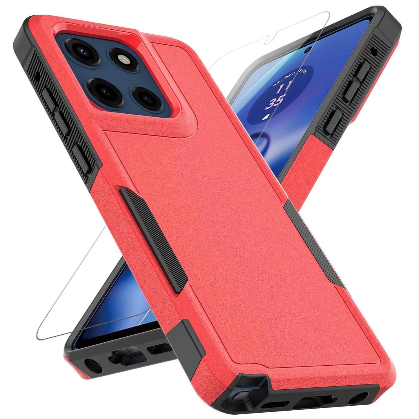 for Moto G Stylus 2025/2026 Case: Dual Layer Protective Heavy Duty Cell Phone Cover Shockproof Rugged with Screen Protector - Military Protection Bumper Tough - for G Stylus 2025/2026, Black