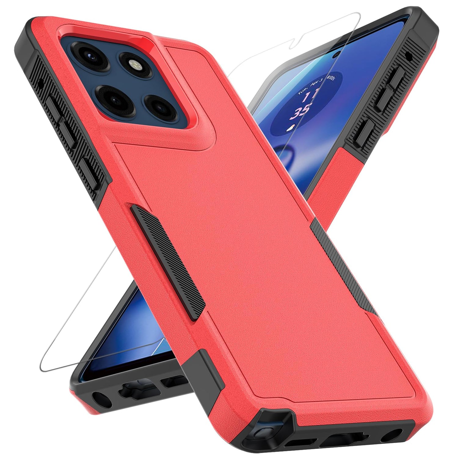 for Moto G Stylus 2025/2026 Case: Dual Layer Protective Heavy Duty Cell Phone Cover Shockproof Rugged with Screen Protector - Military Protection Bumper Tough - for G Stylus 2025/2026, Black