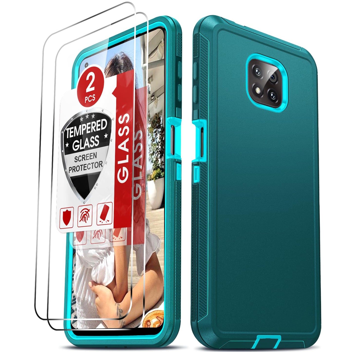 LeYi for Moto G-Power-2025 Case 5G:【NOT FIT G 5G 2025】 Motorola G Power 2025 Case with Tempered Glass Screen Protector, 3 in 1 Rugged Cover, Military Grade Shockproof Cell Phone Funda, Teal