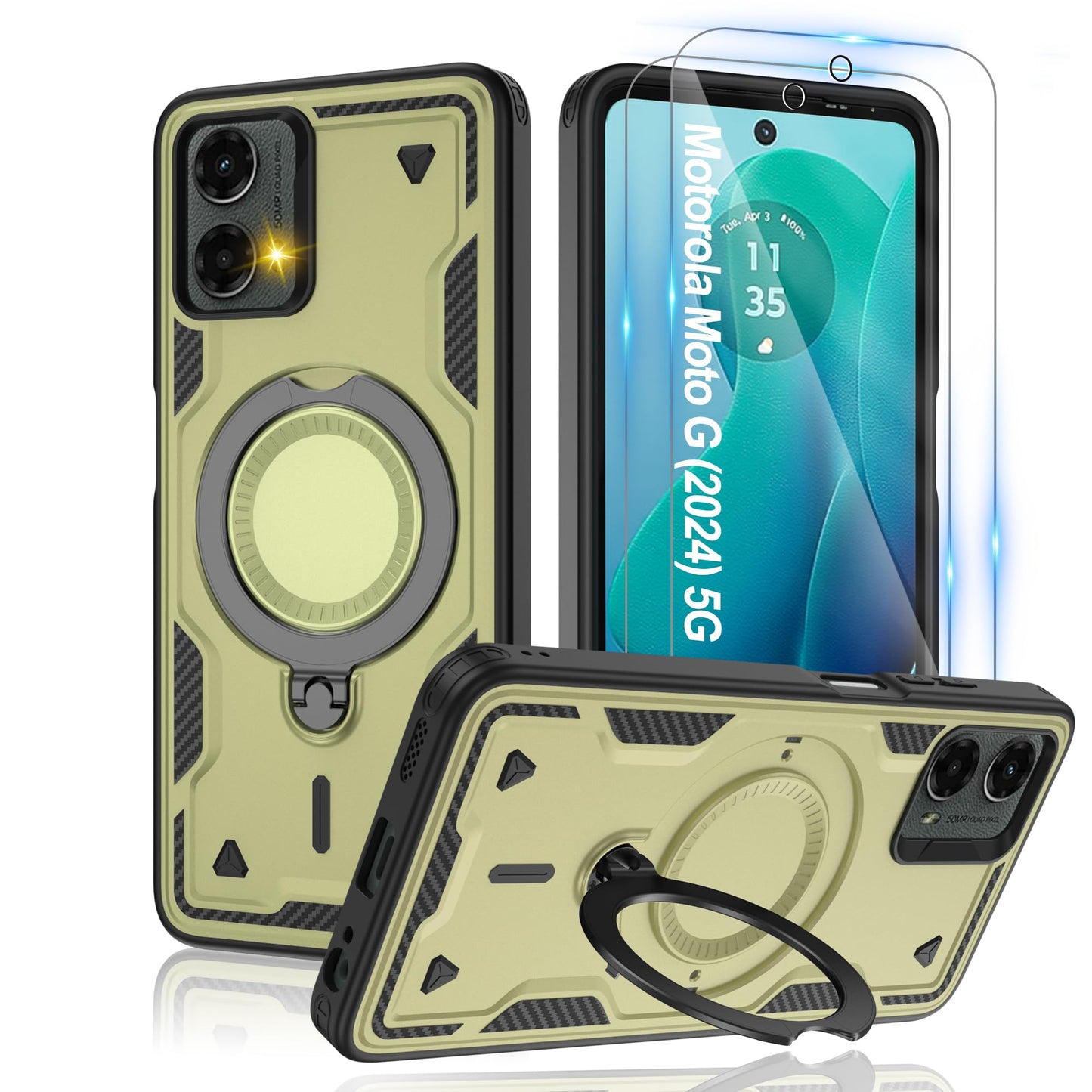 Gritup for Moto G Power 5G 2026/2025 Magnetic Case Compatible with MagSafe & HD Screen Protector×2 Metal Rotated Kickstand Military Grade Shockproof Protective Moto G Power 5G 2026/2025 Black