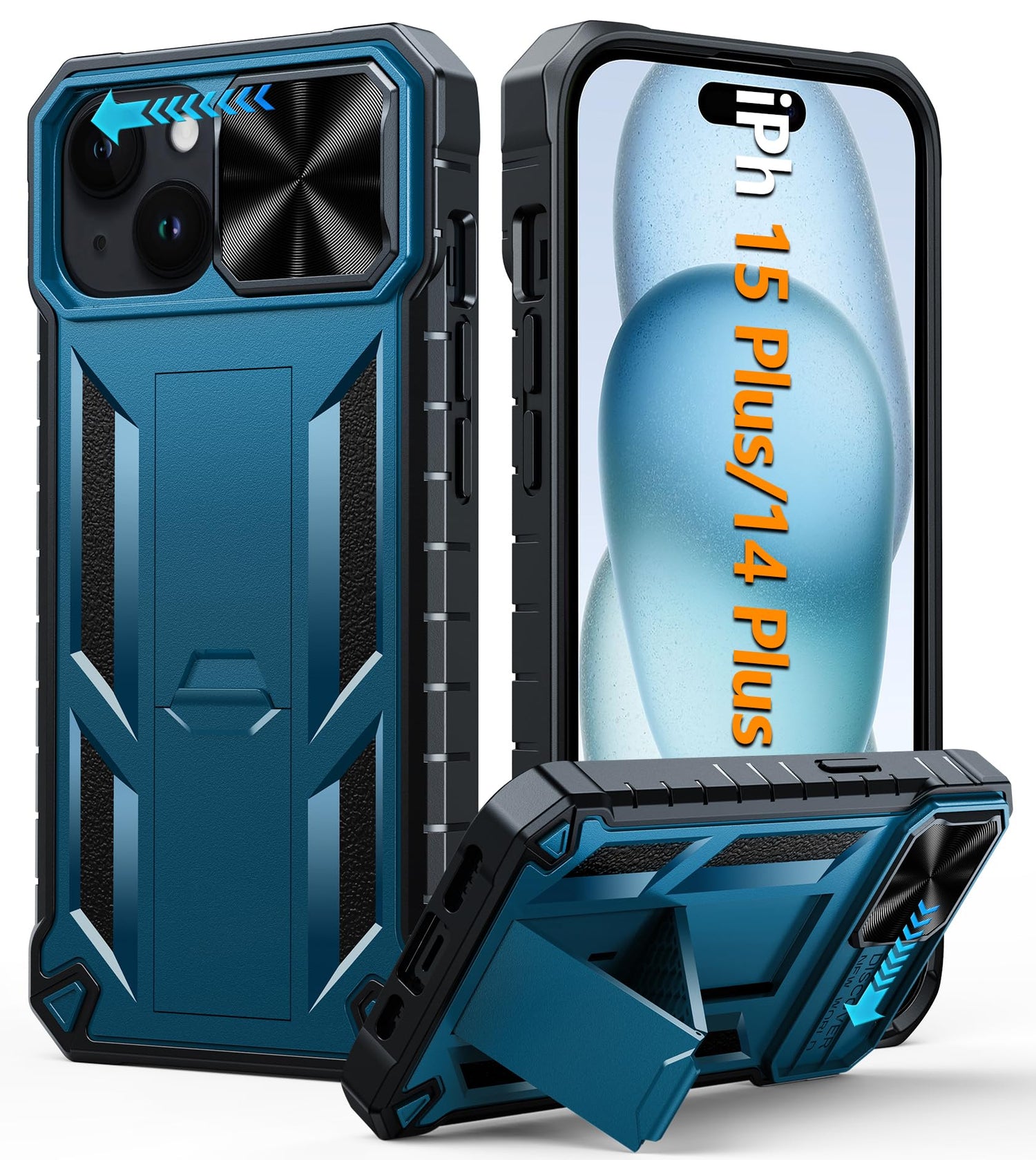 FNTCASE for Galaxy A17/A16-5G Case: Samsung A17 5G Military-Grade Dropproof Phone Cover with Kickstand & Slide Camera Cover | Protective Heavy Duty Rugged Phone Case Bumper Textured Protector (Blue)