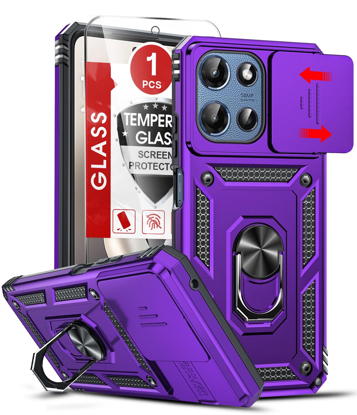 LeYi for Motorola Moto G Stylus 2025-Case: 【𝐍𝐨𝐭 𝐅𝐢𝐭 𝐌𝐨𝐭𝐨 𝐆 𝟐𝟎𝟐𝟓】Moto G Stylus 2026 Case 5G, Slide Camera Cover Screen Protector, Tough Armor Android Unlocked Phone Magnetic Stand, Black