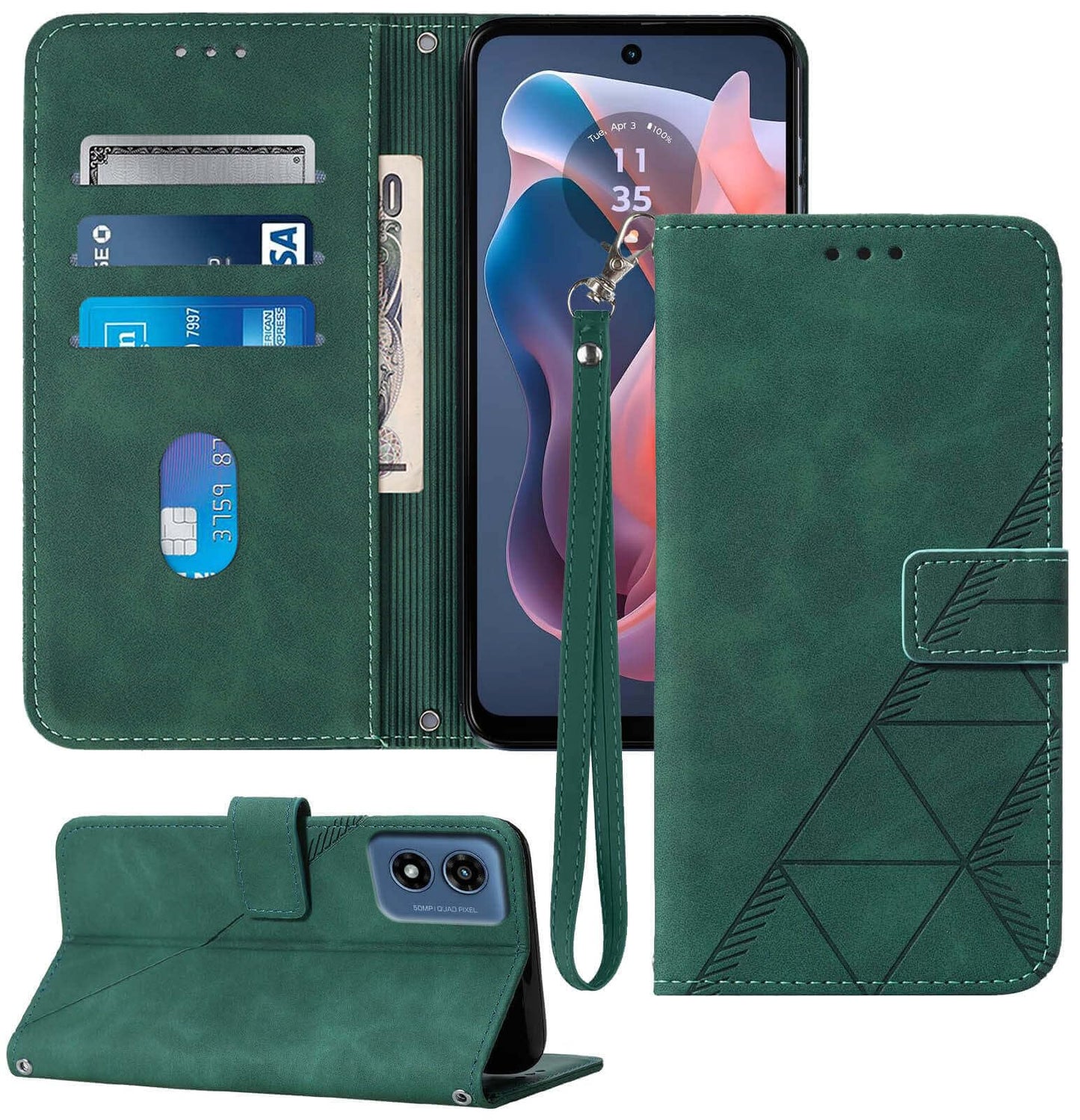 for Moto G Power 5G 2024 Case Wallet, Card Holder Slots, Wrist Strap, TPU Interior Protective, Stand PU Leather Flip Cover for Moto G Power 5G 2024 (Black)