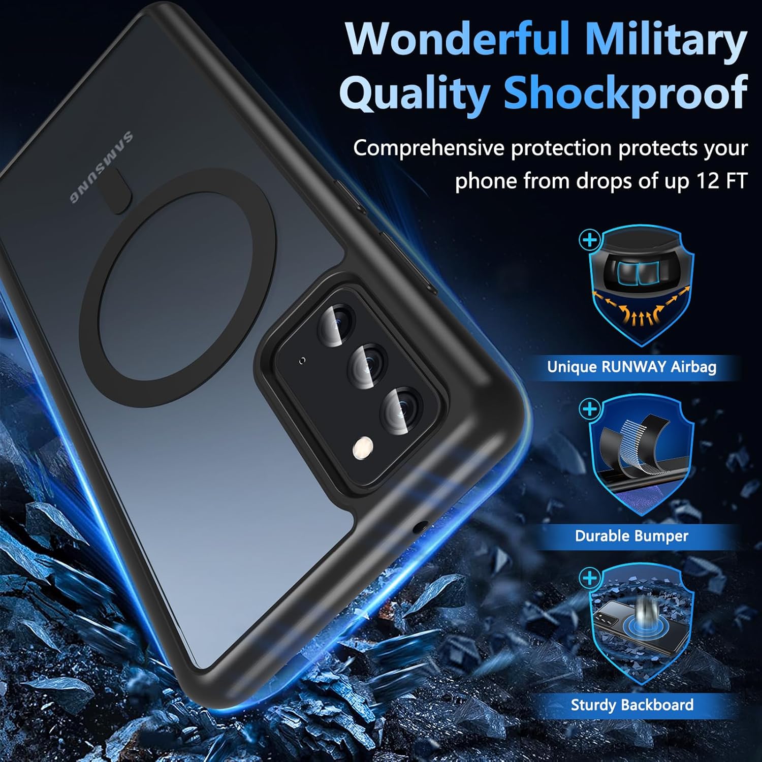 OWKEY Case for Samsung Galaxy Note 20,Magnetic Galaxy Note 20 Phone Case [Compatible with MagSafe] Anti-Fingerprint Translucent Matte Shockproof Protective Case for Samsung Note 20 (Black)