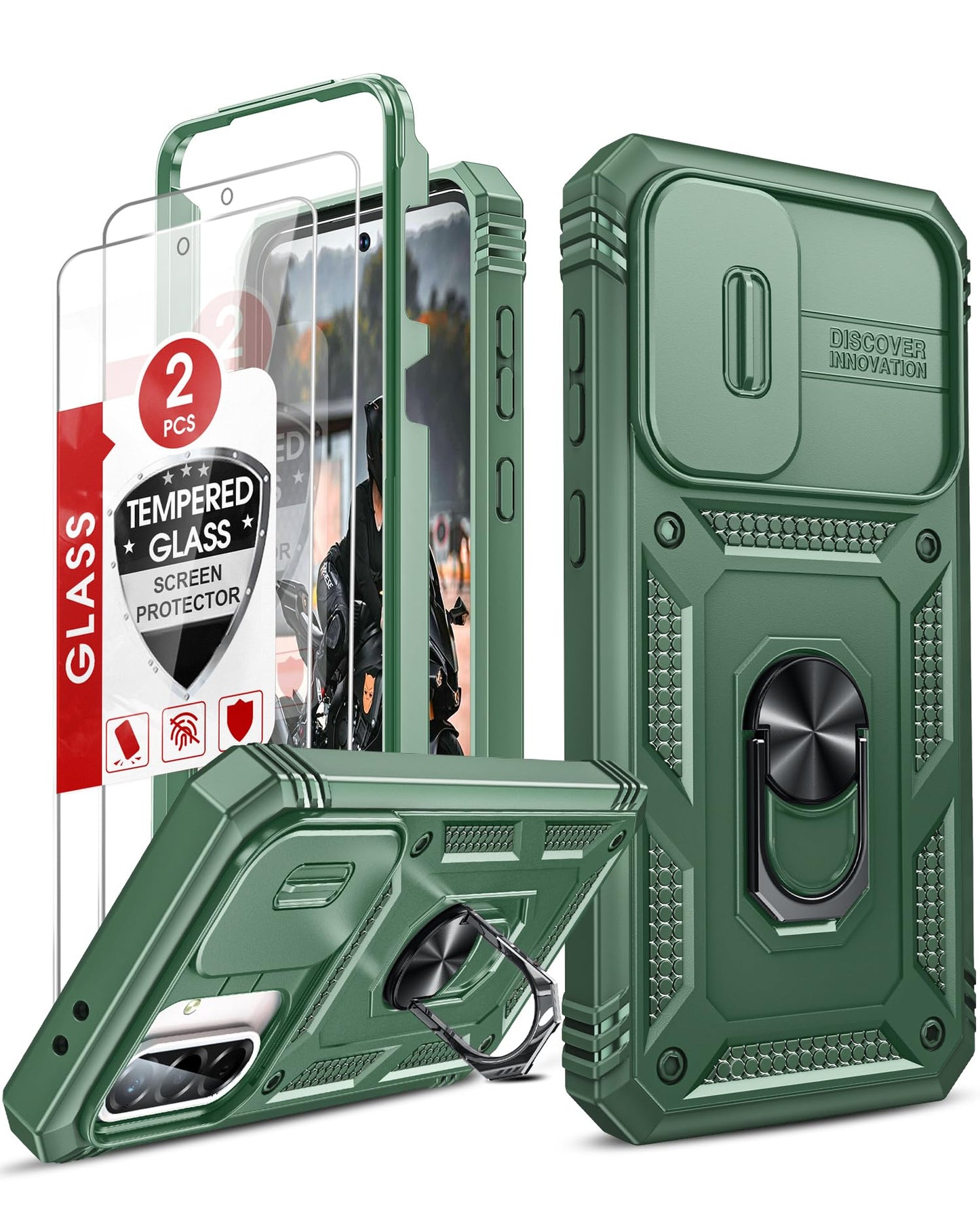 LeYi Compatible for Samsung Galaxy S24-FE Case: [𝗡𝗼𝘁 𝗳𝗶𝘁 𝗦𝟮𝟰 𝟱𝗚] Samsung S24 FE Case with S24FE Screen Protector X2 & Magnetic Stand, Military-Grade Cell Galaxy S 24 FE Phone, Black