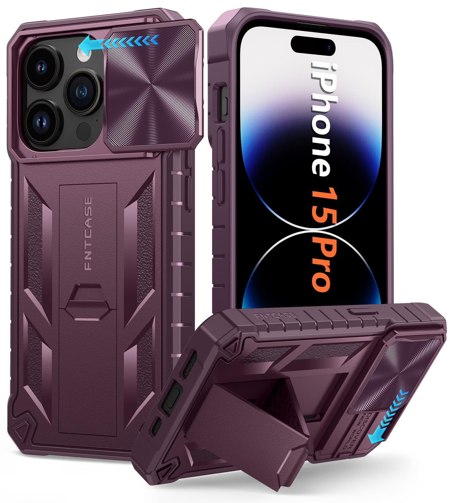 FNTCASE for Galaxy A17/A16-5G Case: Samsung A17 5G Military-Grade Dropproof Phone Cover with Kickstand & Slide Camera Cover | Protective Heavy Duty Rugged Phone Case Bumper Textured Protector (Blue)