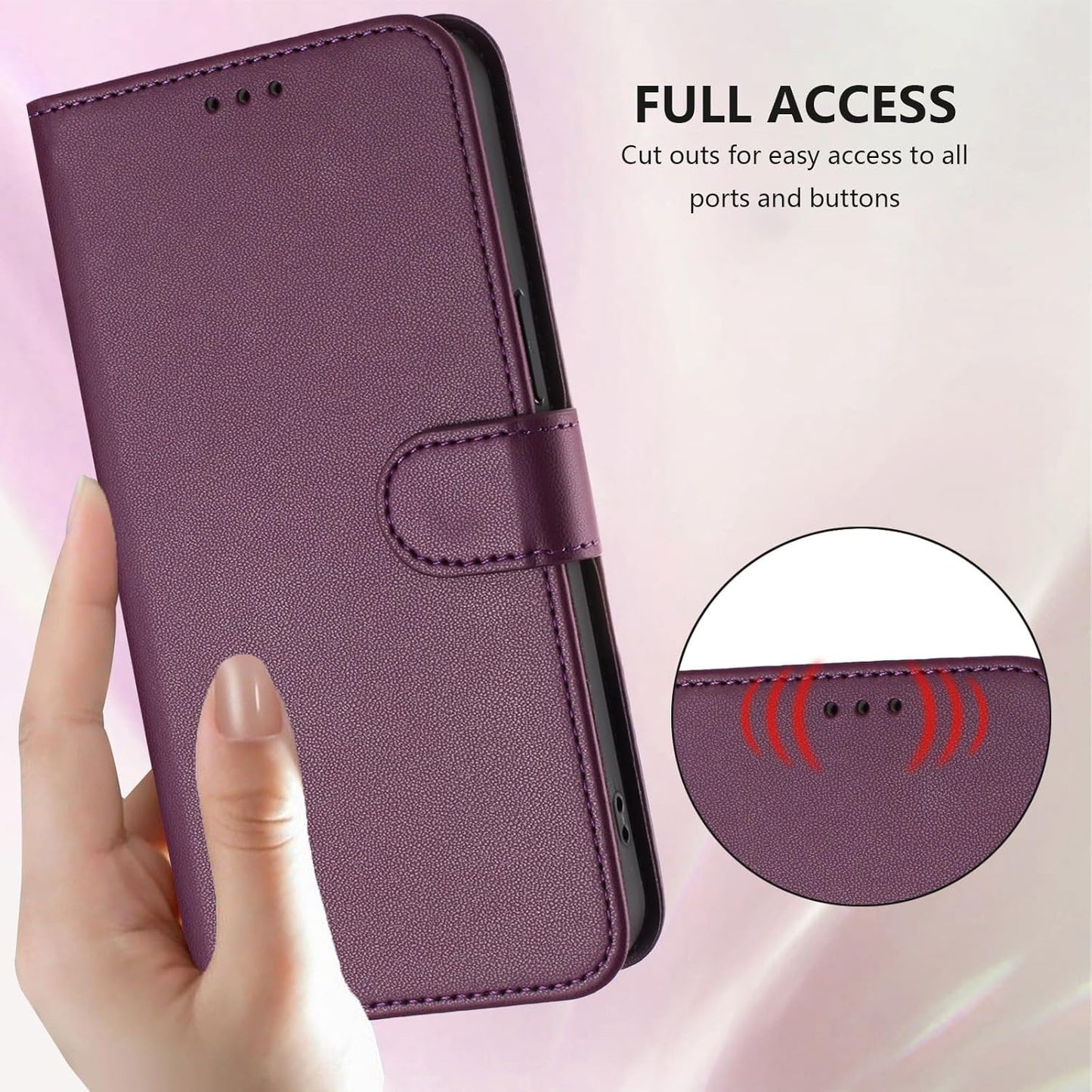 Wallet Case for Moto G Stylus 5G (2026/2025), with Card Holder | Cash Pocket | Wrist Stap | Wireless Charging | Kickstand | Magnetic Closure, Dark Purple