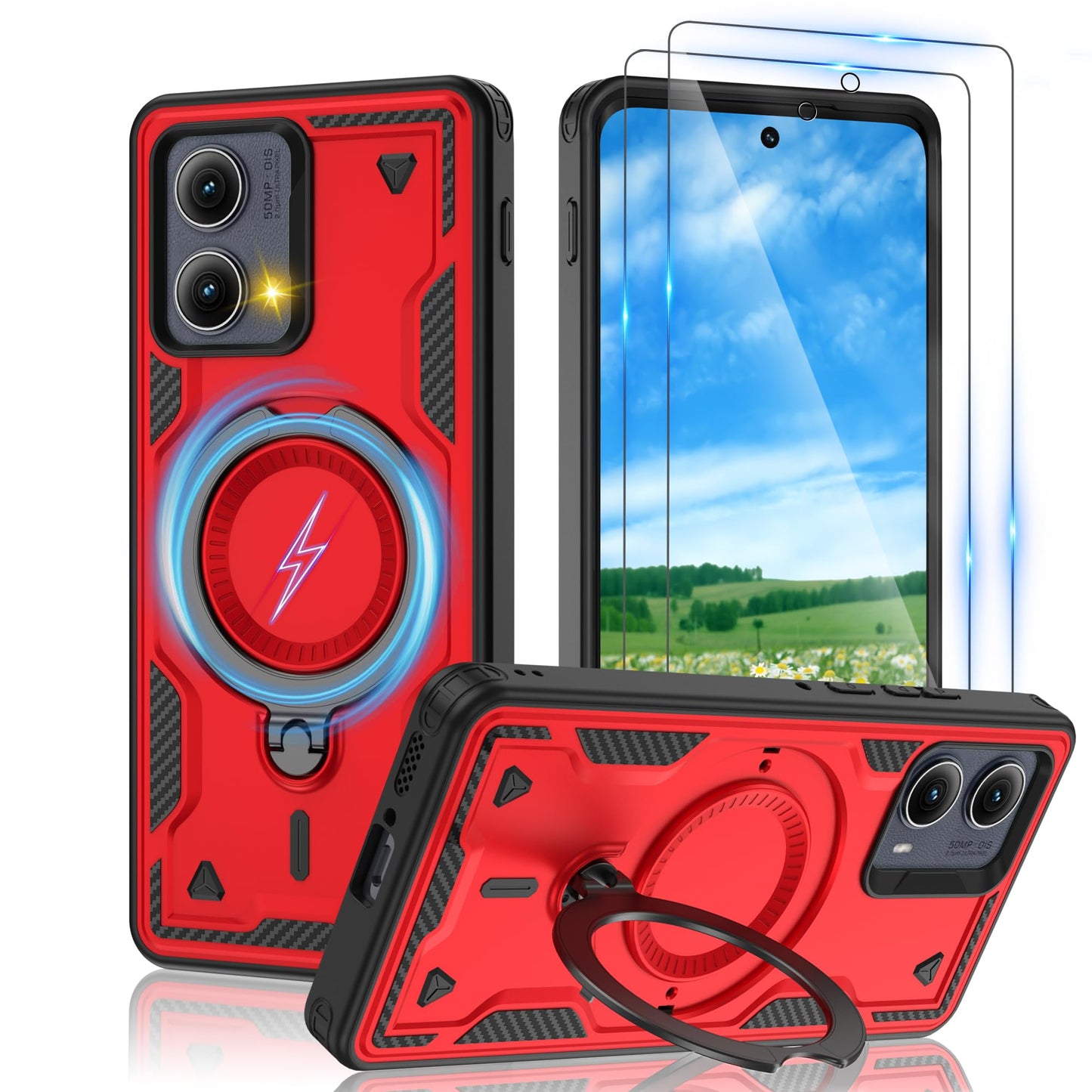 Gritup for Moto G Power 5G 2026/2025 Magnetic Case Compatible with MagSafe & HD Screen Protector×2 Metal Rotated Kickstand Military Grade Shockproof Protective Moto G Power 5G 2026/2025 Black