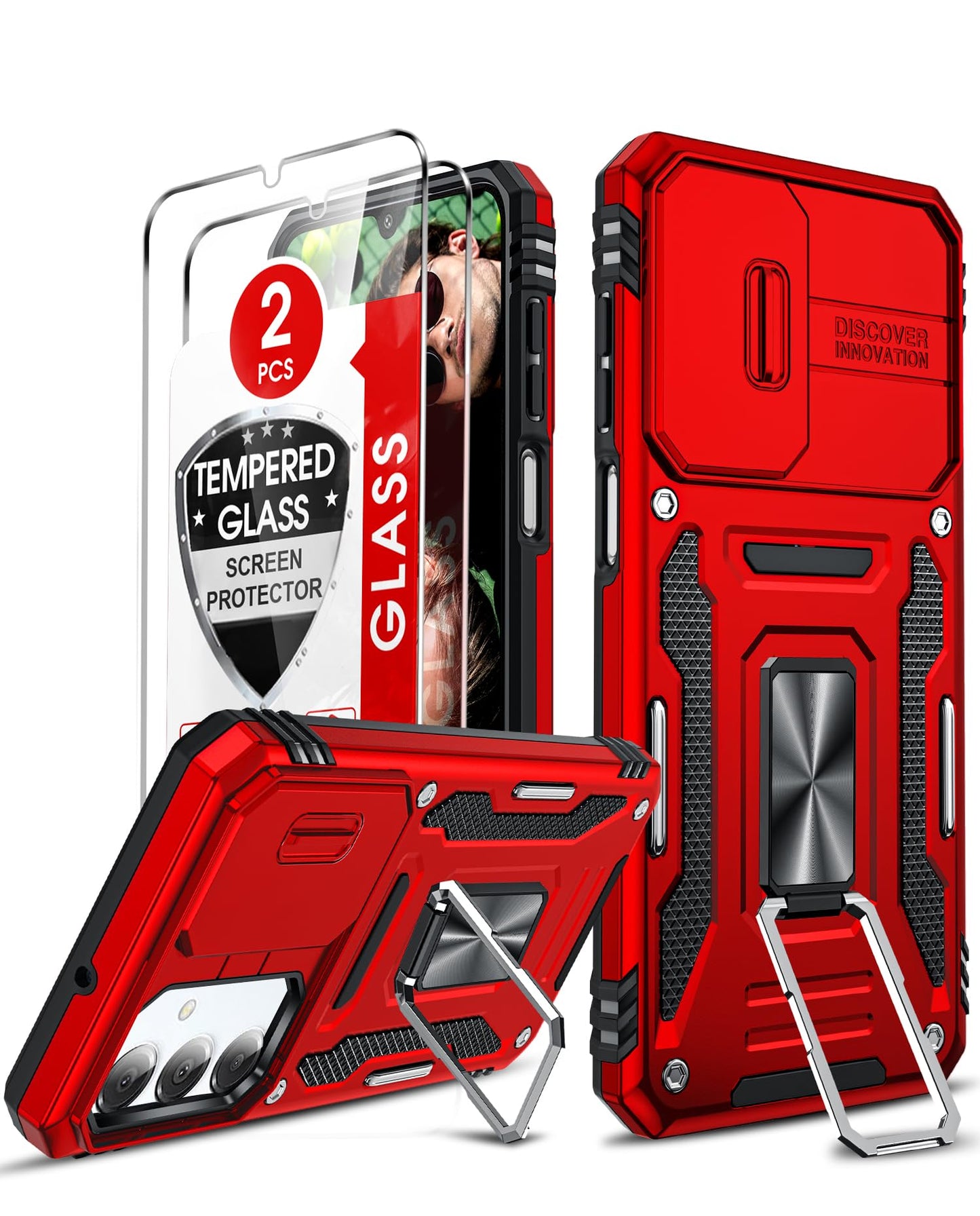 LeYi Compatible for Samsung Galaxy S24-FE Case: [𝗡𝗼𝘁 𝗳𝗶𝘁 𝗦𝟮𝟰 𝟱𝗚] Samsung S24 FE Case with S24FE Screen Protector X2 & Magnetic Stand, Military-Grade Cell Galaxy S 24 FE Phone, Black