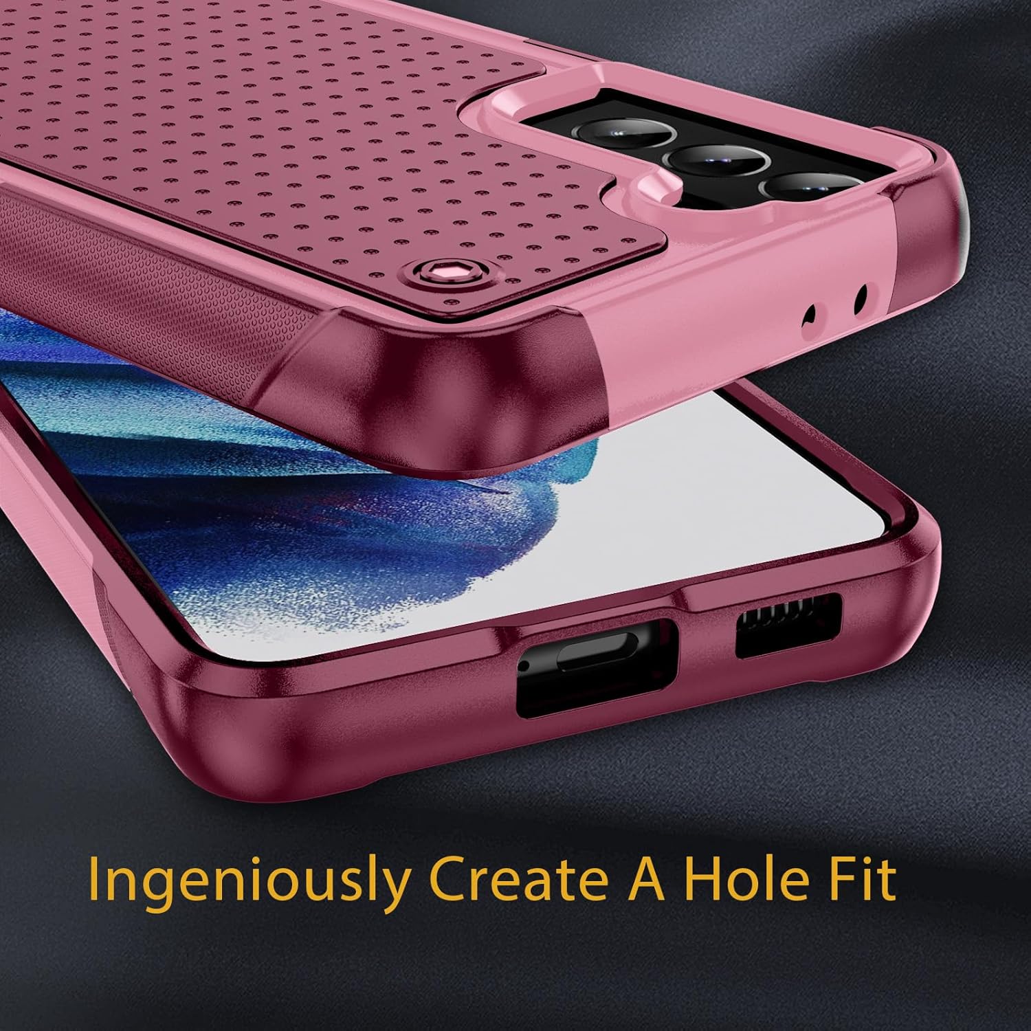 Designed for Samsung Galaxy S21 Plus Case S21+ Case Gift Militay Grade Drop Protective Rugged Heavy Duty Cover Shockproof Case for Galaxy S21 Plus Phone Case for women men boy girl (Pink+Rose Red)