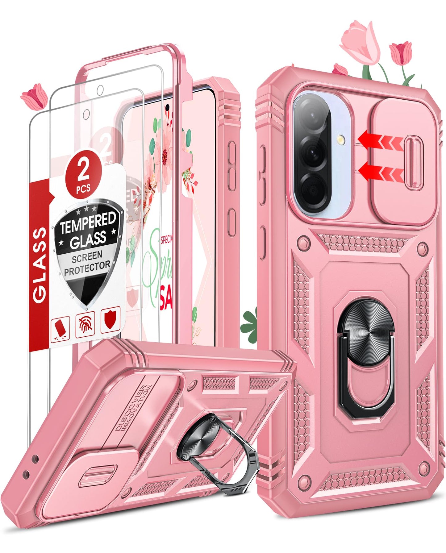 LeYi Compatible for Samsung Galaxy S24-FE Case: [𝗡𝗼𝘁 𝗳𝗶𝘁 𝗦𝟮𝟰 𝟱𝗚] Samsung S24 FE Case with S24FE Screen Protector X2 & Magnetic Stand, Military-Grade Cell Galaxy S 24 FE Phone, Black