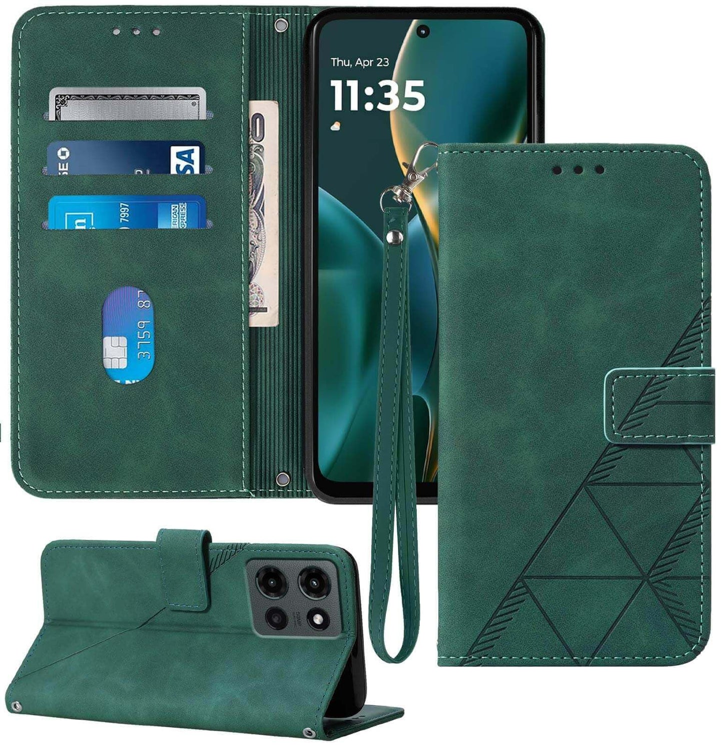 for Moto G Power 2025 Case Wallet, Card Holder Slots, Wrist Strap, TPU Interior Phone Protective, Stand PU Leather Folio Flip Cases Cover for Moto G Power - 2025 (Black)