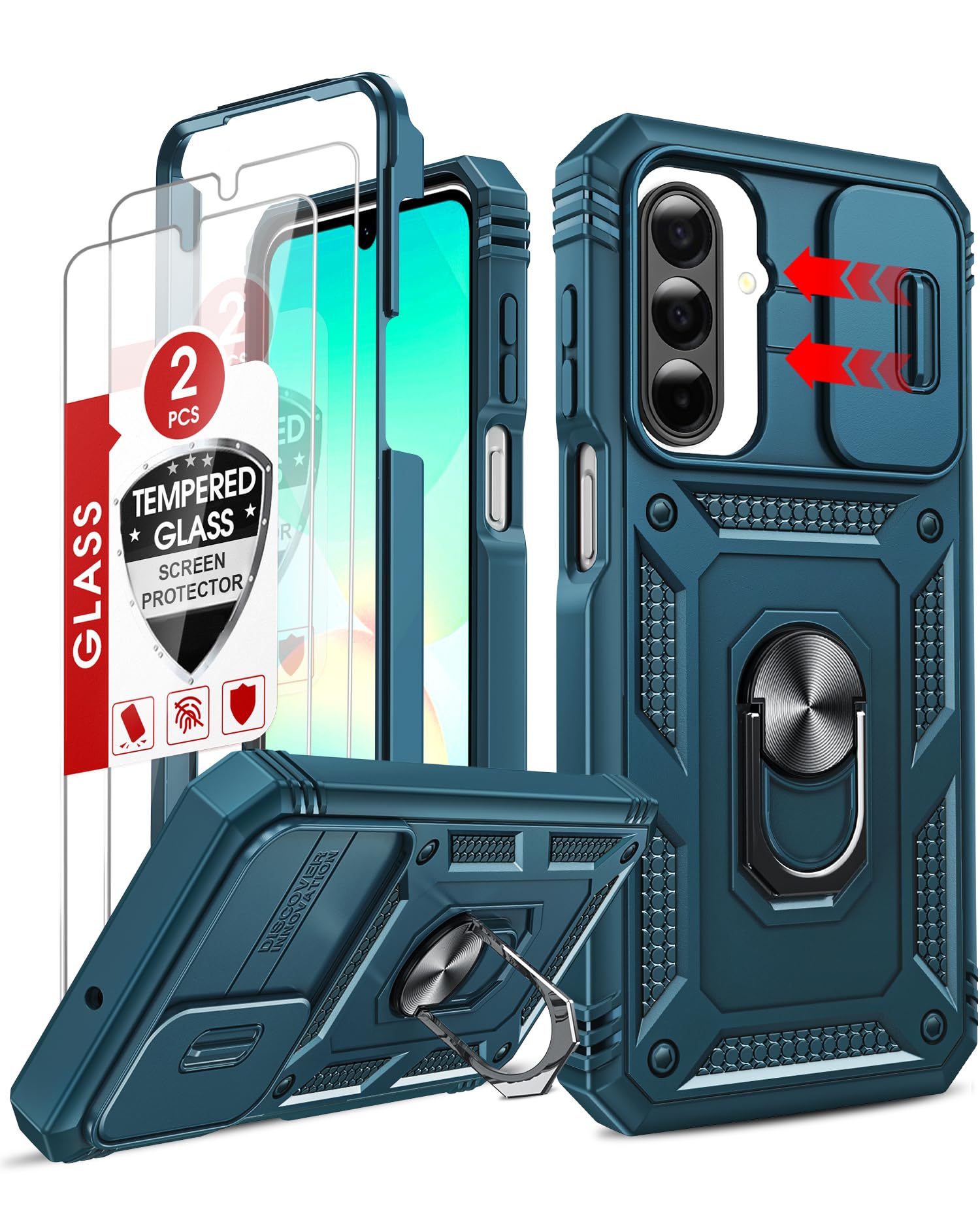 LeYi Compatible for Samsung Galaxy S24-FE Case: [𝗡𝗼𝘁 𝗳𝗶𝘁 𝗦𝟮𝟰 𝟱𝗚] Samsung S24 FE Case with S24FE Screen Protector X2 & Magnetic Stand, Military-Grade Cell Galaxy S 24 FE Phone, Black