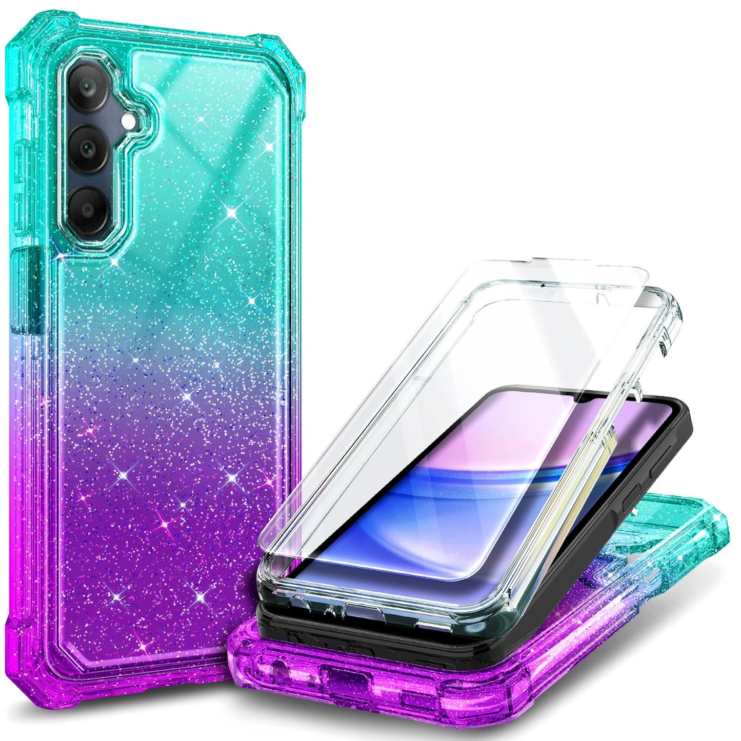 for TCL NXTPAPER 70 Pro Case, Shockproof Cover, Glitter Aqua/Purple