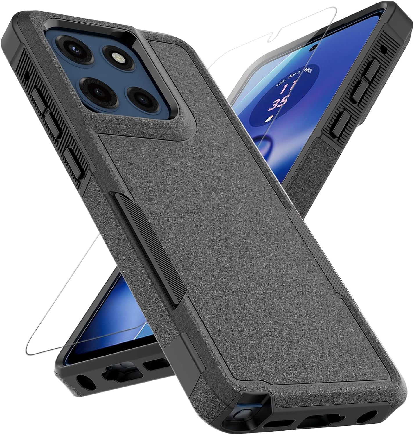 for Moto G Stylus 2025/2026 Case: Dual Layer Protective Heavy Duty Cell Phone Cover Shockproof Rugged with Screen Protector - Military Protection Bumper Tough - for G Stylus 2025/2026, Black