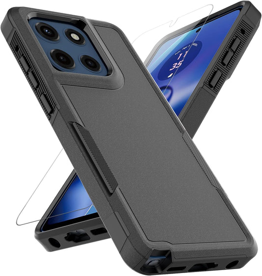 for Moto G Stylus 2025/2026 Case: Dual Layer Protective Heavy Duty Cell Phone Cover Shockproof Rugged with Screen Protector - Military Protection Bumper Tough - for G Stylus 2025/2026, Black