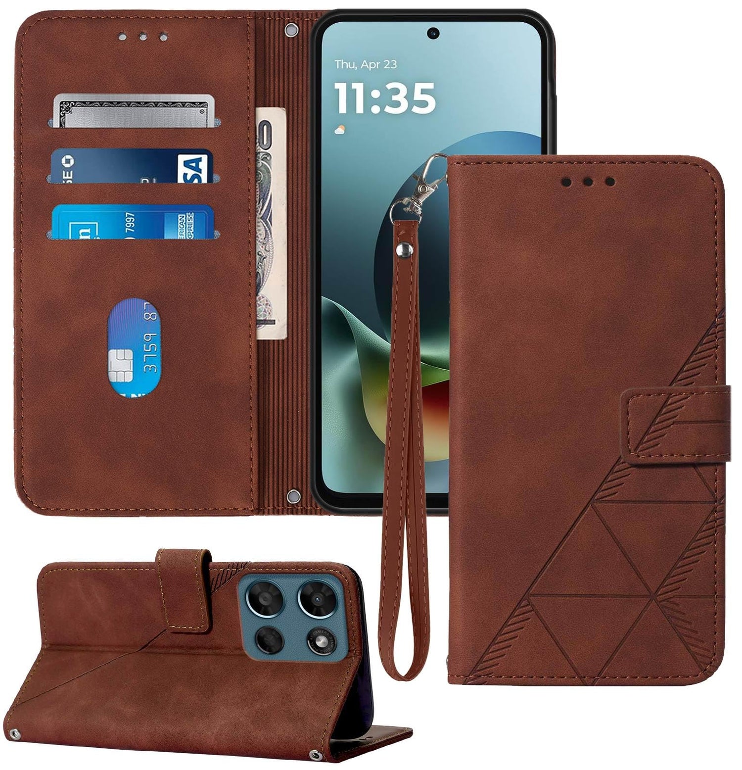 for Moto G Power 2026 Case Wallet, Card Holder Slots, Wrist Strap, TPU Interior Phone Protective, Stand PU Leather Flip Cases Cover for Moto G Power - 2026 (Black)