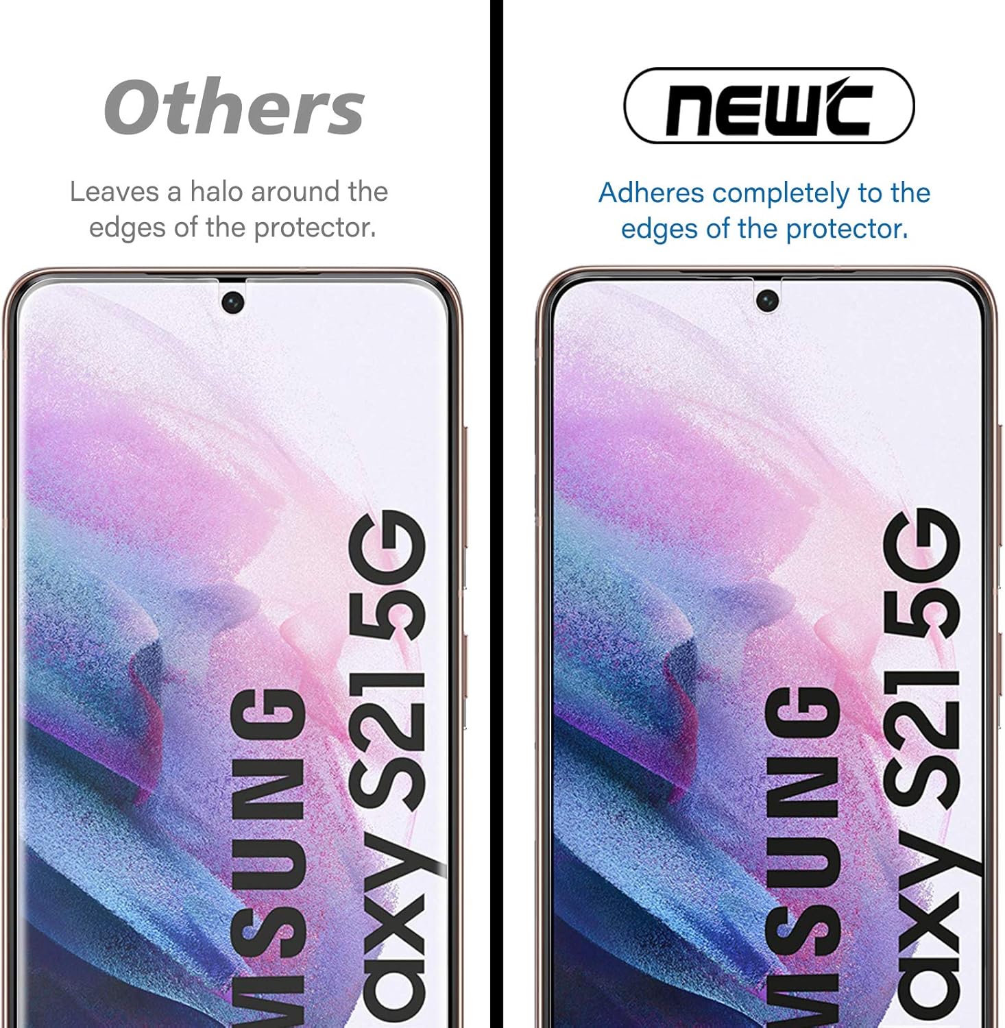 NEW'C 3 Pack Designed for Samsung Galaxy S21 5G (6.2), Screen Protector Tempered Glass, Scratch-Proof, Bubble-Free, Ultra Resistant (0.26 mm HD Ultra Transparent) 9H Hardness Glass