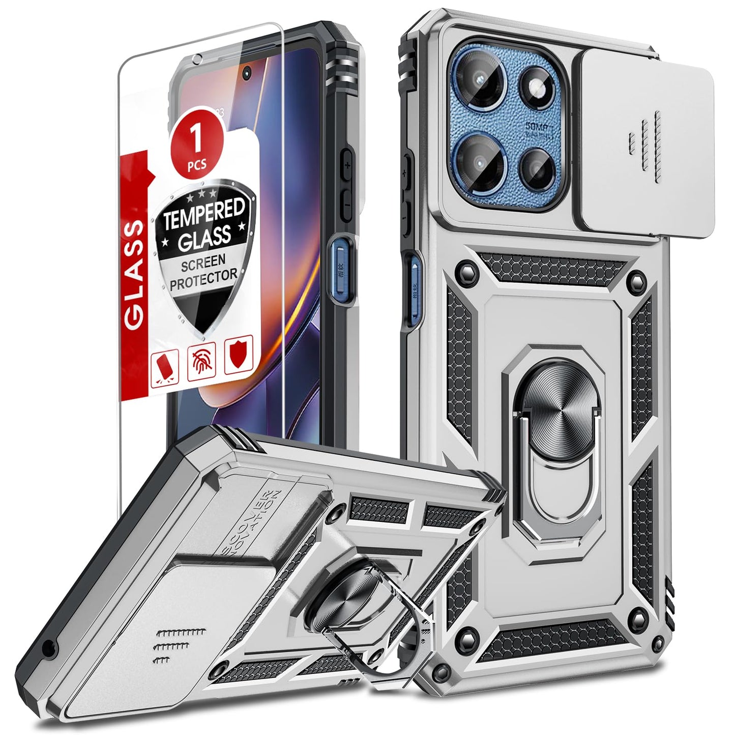 LeYi for Motorola Moto G Stylus 2025-Case: 【𝐍𝐨𝐭 𝐅𝐢𝐭 𝐌𝐨𝐭𝐨 𝐆 𝟐𝟎𝟐𝟓】Moto G Stylus 2026 Case 5G, Slide Camera Cover Screen Protector, Tough Armor Android Unlocked Phone Magnetic Stand, Black