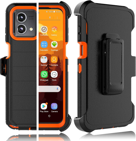 Tekcoo Case for Motorola Moto G Stylus 5G | 2023 Only | XT2315 with [Built-in Screen Protector] Holster Locking Belt Clip [Military Grade 12FT Drop Tested] Full Body Carrying Kickstand Cover [Orange]