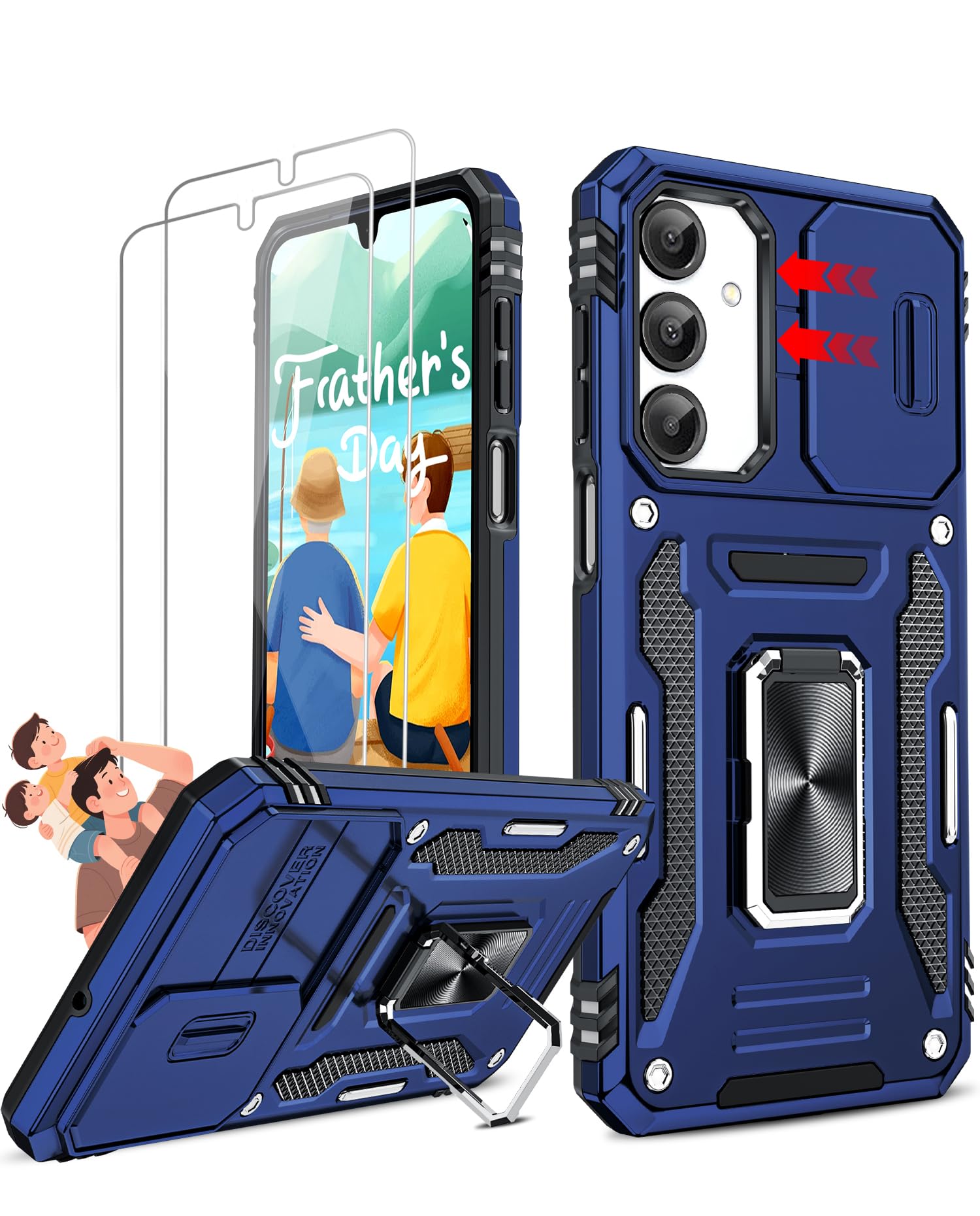 LeYi Compatible for Samsung Galaxy S24-FE Case: [𝗡𝗼𝘁 𝗳𝗶𝘁 𝗦𝟮𝟰 𝟱𝗚] Samsung S24 FE Case with S24FE Screen Protector X2 & Magnetic Stand, Military-Grade Cell Galaxy S 24 FE Phone, Black