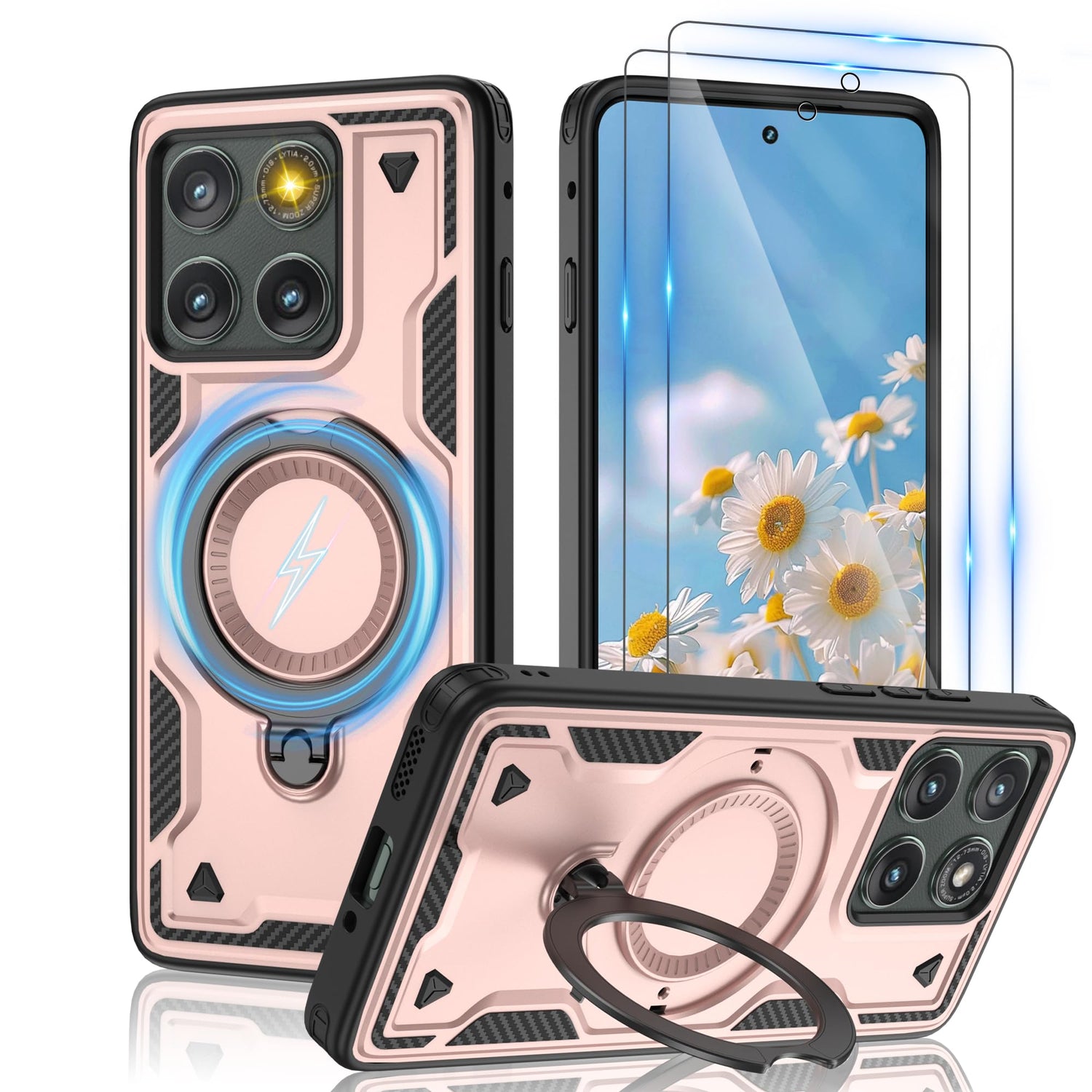 Gritup for Moto G Power 5G 2026/2025 Magnetic Case Compatible with MagSafe & HD Screen Protector×2 Metal Rotated Kickstand Military Grade Shockproof Protective Moto G Power 5G 2026/2025 Black