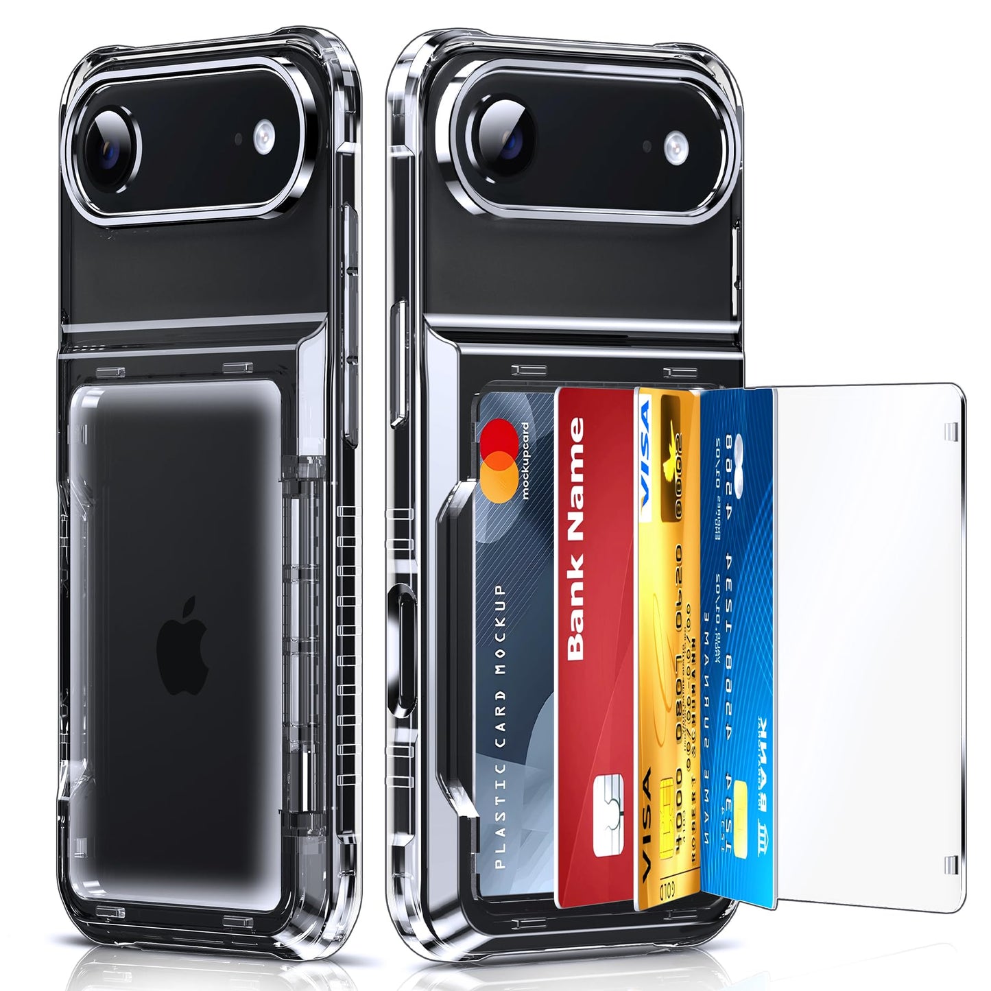 LeYi for iPhone-17 Wallet Case Clear: i Phone iphone17 Cases with Card Holder Protective iohone 17case Cover Women Funda para Heavy Duty Military Grade Hard Men ipone i17, Transparent