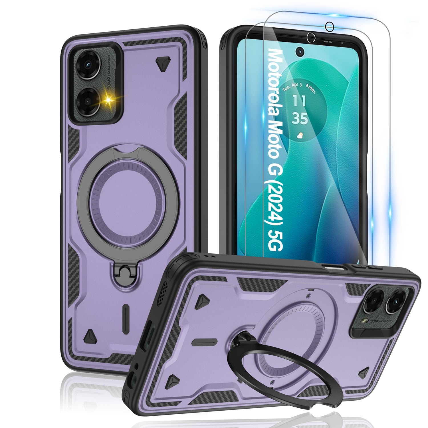Gritup for Moto G Power 5G 2026/2025 Magnetic Case Compatible with MagSafe & HD Screen Protector×2 Metal Rotated Kickstand Military Grade Shockproof Protective Moto G Power 5G 2026/2025 Black