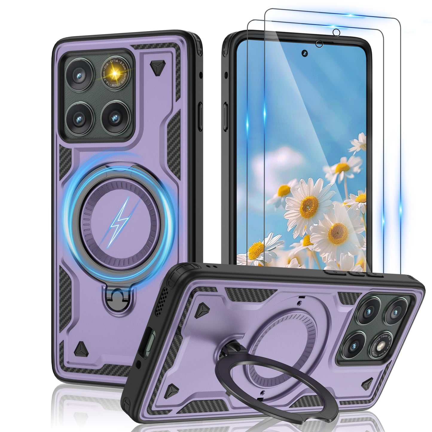 Gritup for Moto G Power 5G 2026/2025 Magnetic Case Compatible with MagSafe & HD Screen Protector×2 Metal Rotated Kickstand Military Grade Shockproof Protective Moto G Power 5G 2026/2025 Black