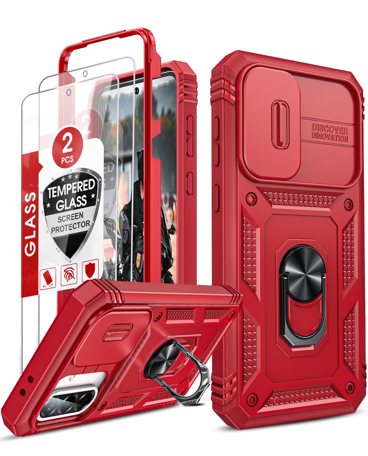 LeYi Compatible for Samsung Galaxy S24-FE Case: [𝗡𝗼𝘁 𝗳𝗶𝘁 𝗦𝟮𝟰 𝟱𝗚] Samsung S24 FE Case with S24FE Screen Protector X2 & Magnetic Stand, Military-Grade Cell Galaxy S 24 FE Phone, Black