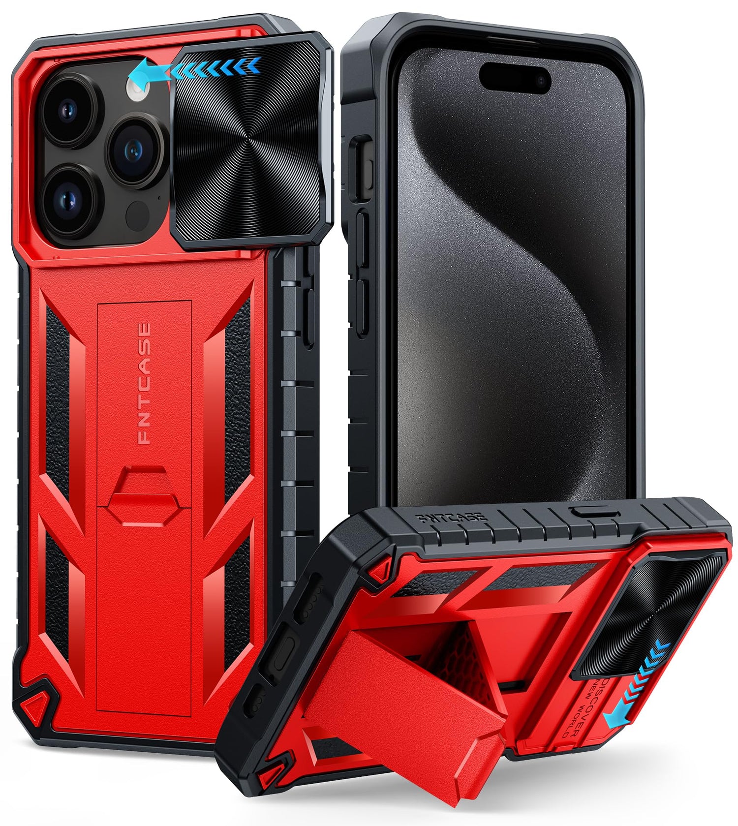 FNTCASE for Galaxy A17/A16-5G Case: Samsung A17 5G Military-Grade Dropproof Phone Cover with Kickstand & Slide Camera Cover | Protective Heavy Duty Rugged Phone Case Bumper Textured Protector (Blue)