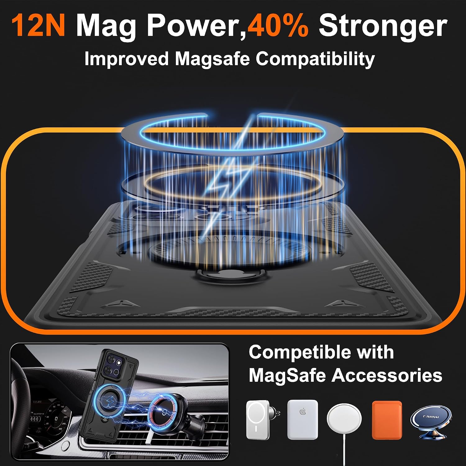 Gritup for Moto G Power 5G 2026/2025 Magnetic Case Compatible with MagSafe & HD Screen Protector×2 Metal Rotated Kickstand Military Grade Shockproof Protective Moto G Power 5G 2026/2025 Black