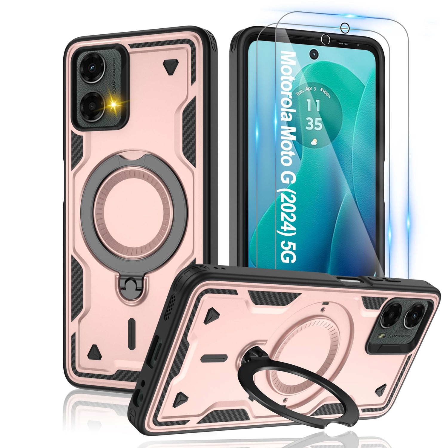 Gritup for Moto G Power 5G 2026/2025 Magnetic Case Compatible with MagSafe & HD Screen Protector×2 Metal Rotated Kickstand Military Grade Shockproof Protective Moto G Power 5G 2026/2025 Black