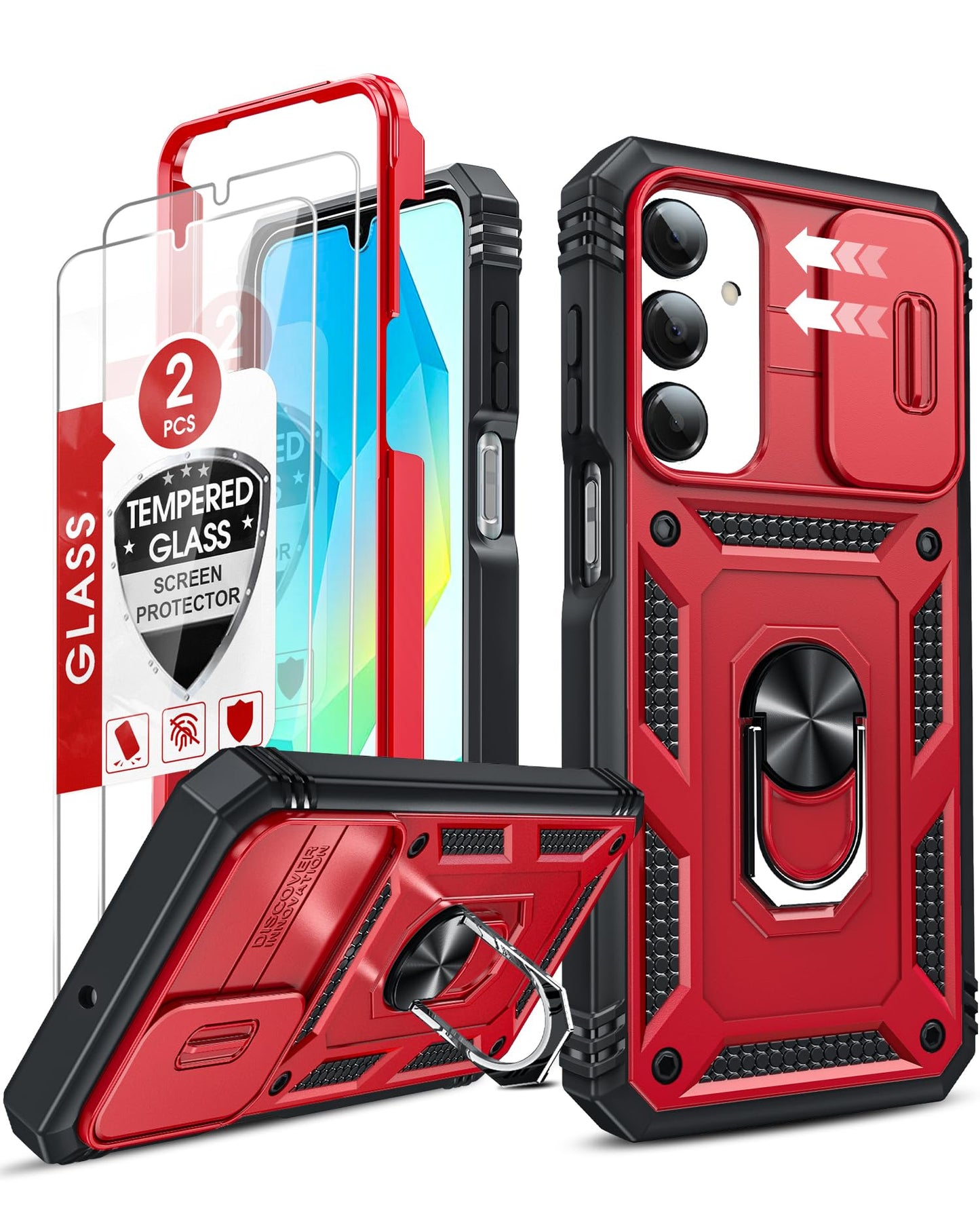 LeYi Compatible for Samsung Galaxy S24-FE Case: [𝗡𝗼𝘁 𝗳𝗶𝘁 𝗦𝟮𝟰 𝟱𝗚] Samsung S24 FE Case with S24FE Screen Protector X2 & Magnetic Stand, Military-Grade Cell Galaxy S 24 FE Phone, Black