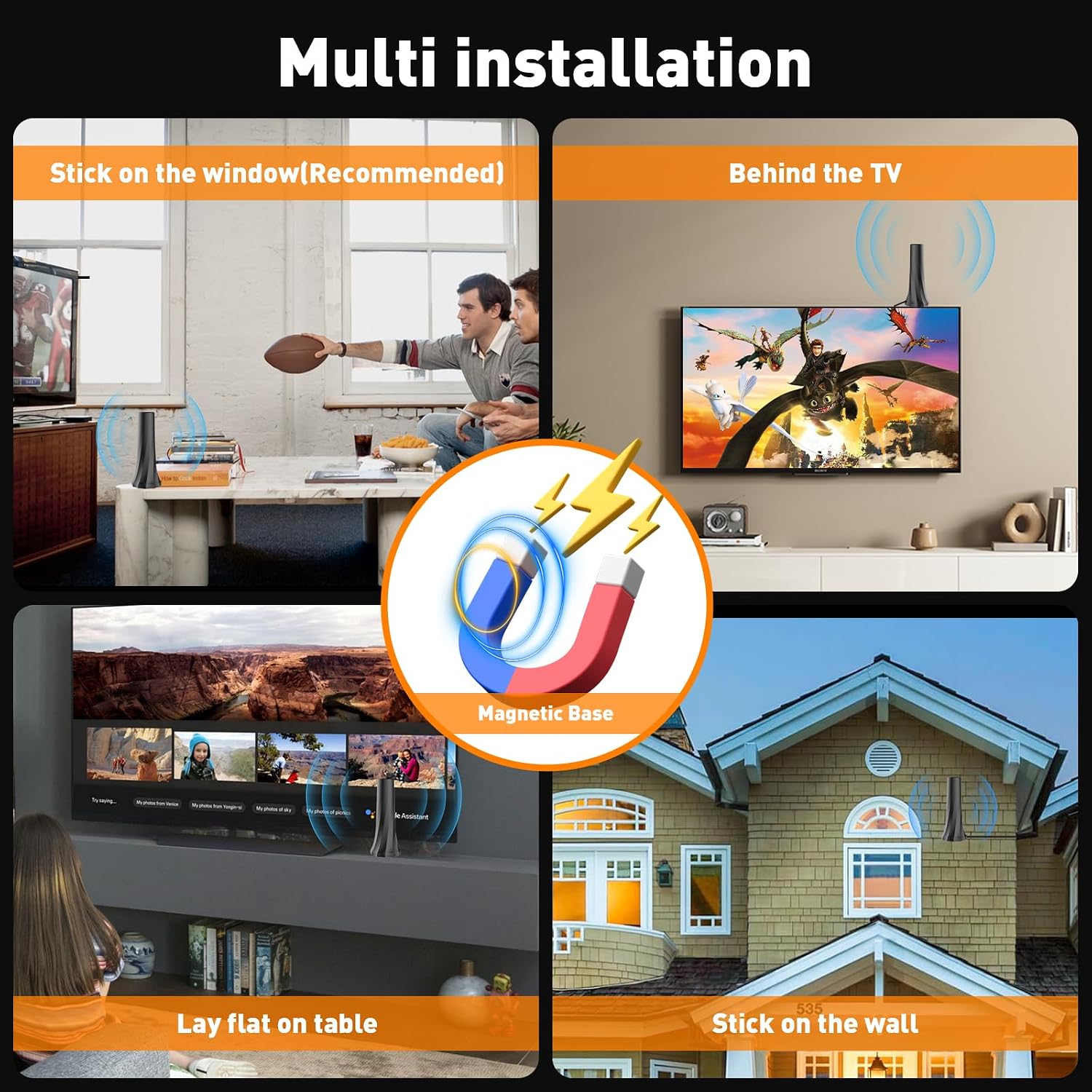 TV Antenna for Smart TV Without Cable with 560+ Miles Coverage Range,Amplified Signal Booster Support Smart TV and All Older TV's,with High Performance Coax Cable.