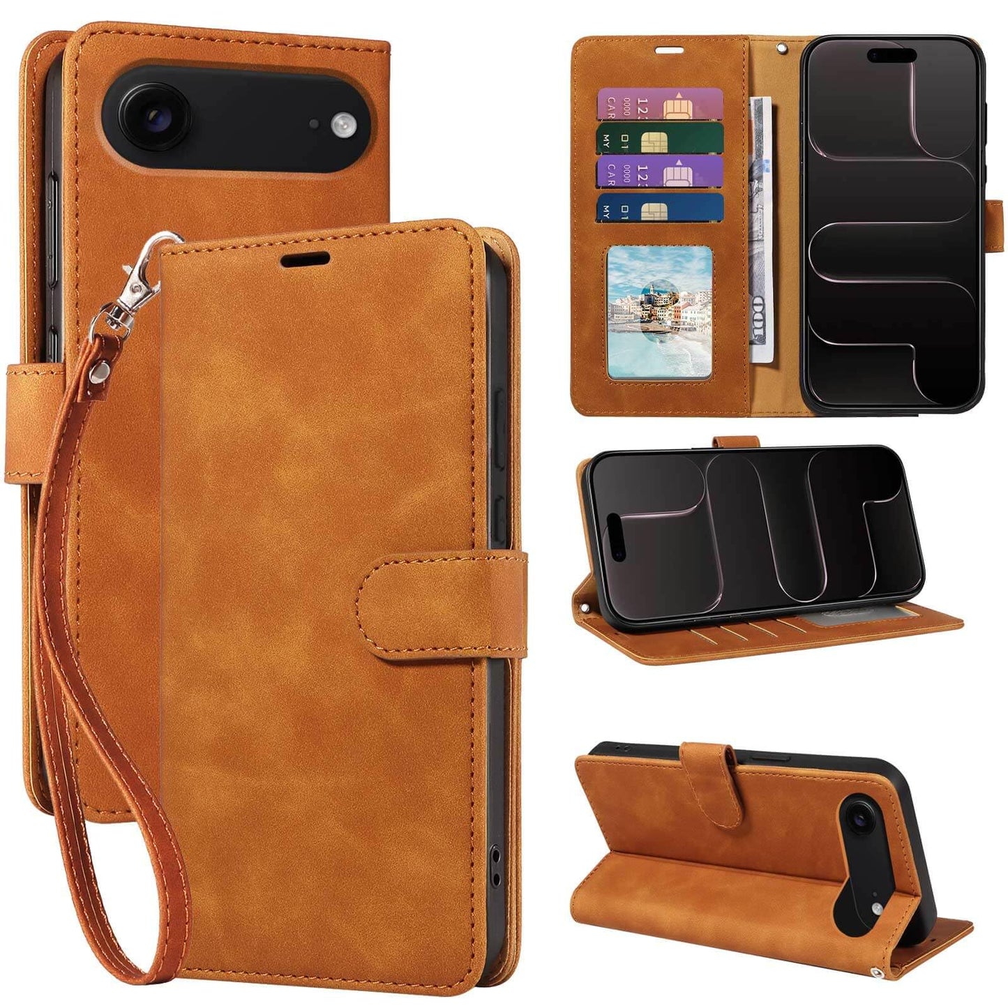 RFID Blocking for iPhone 17 Wallet Case, 4 Card Slots Holder, Wrist Strap, Soft PU Leather, Shockproof Protective, Phone Stand, Flip Cases, Magnetic Closure, Folio Cover (Green)