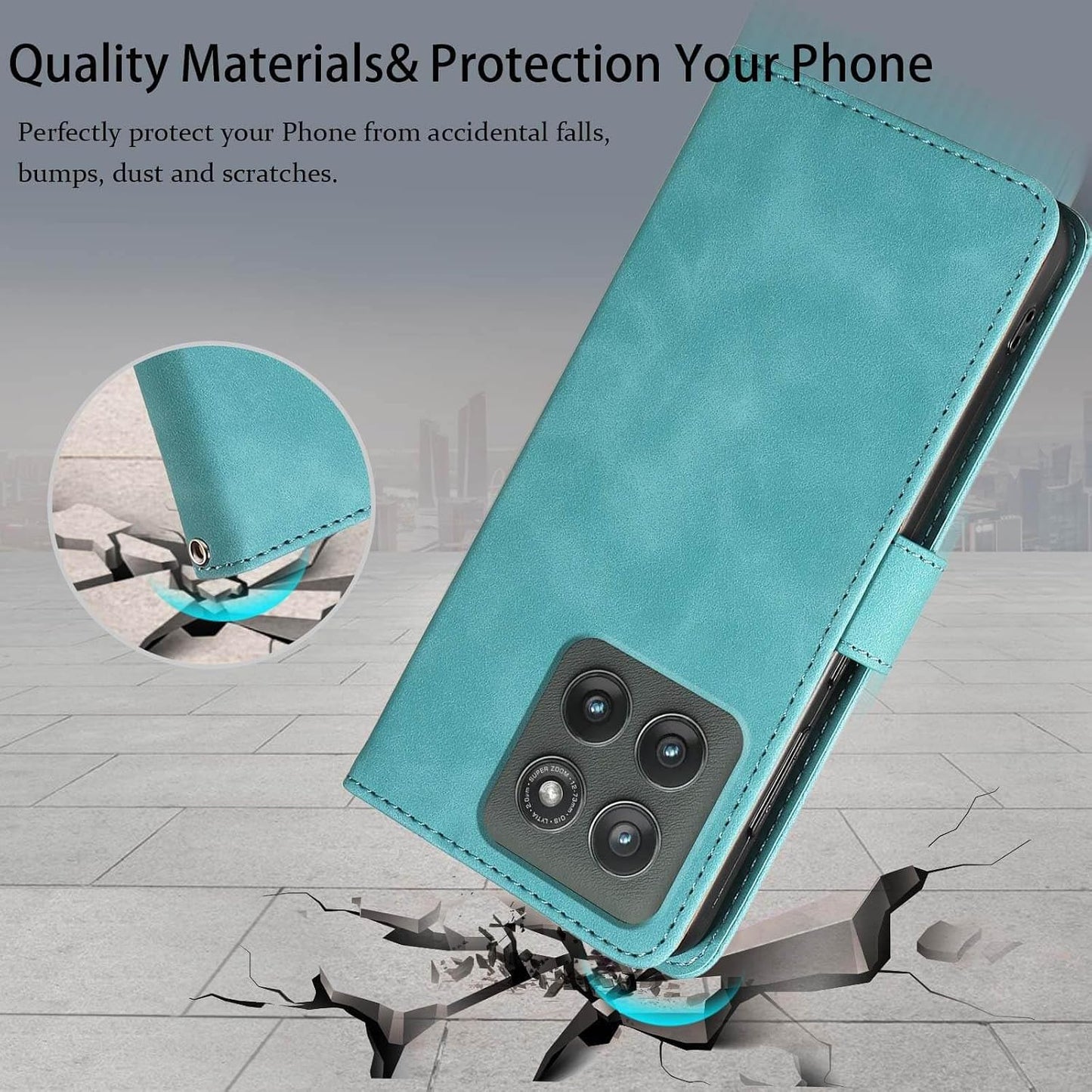 for Motorola Edge 2025 Case Wallet RFID Blocking, 4 Card Slots Flip Cover, Shockproof Protective Magnetic Closure, Detachable Wrist Strap & Stand for Travel/Daily Use (Green)