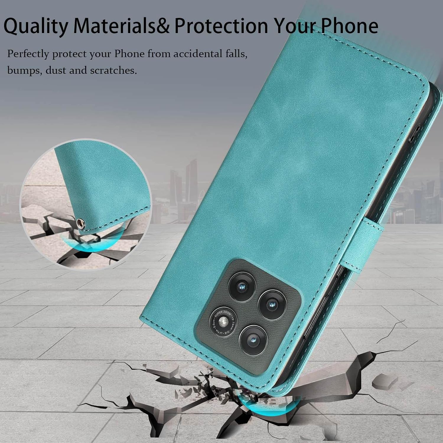 for Motorola Edge 2025 Case Wallet RFID Blocking, 4 Card Slots Flip Cover, Shockproof Protective Magnetic Closure, Detachable Wrist Strap & Stand for Travel/Daily Use (Green)